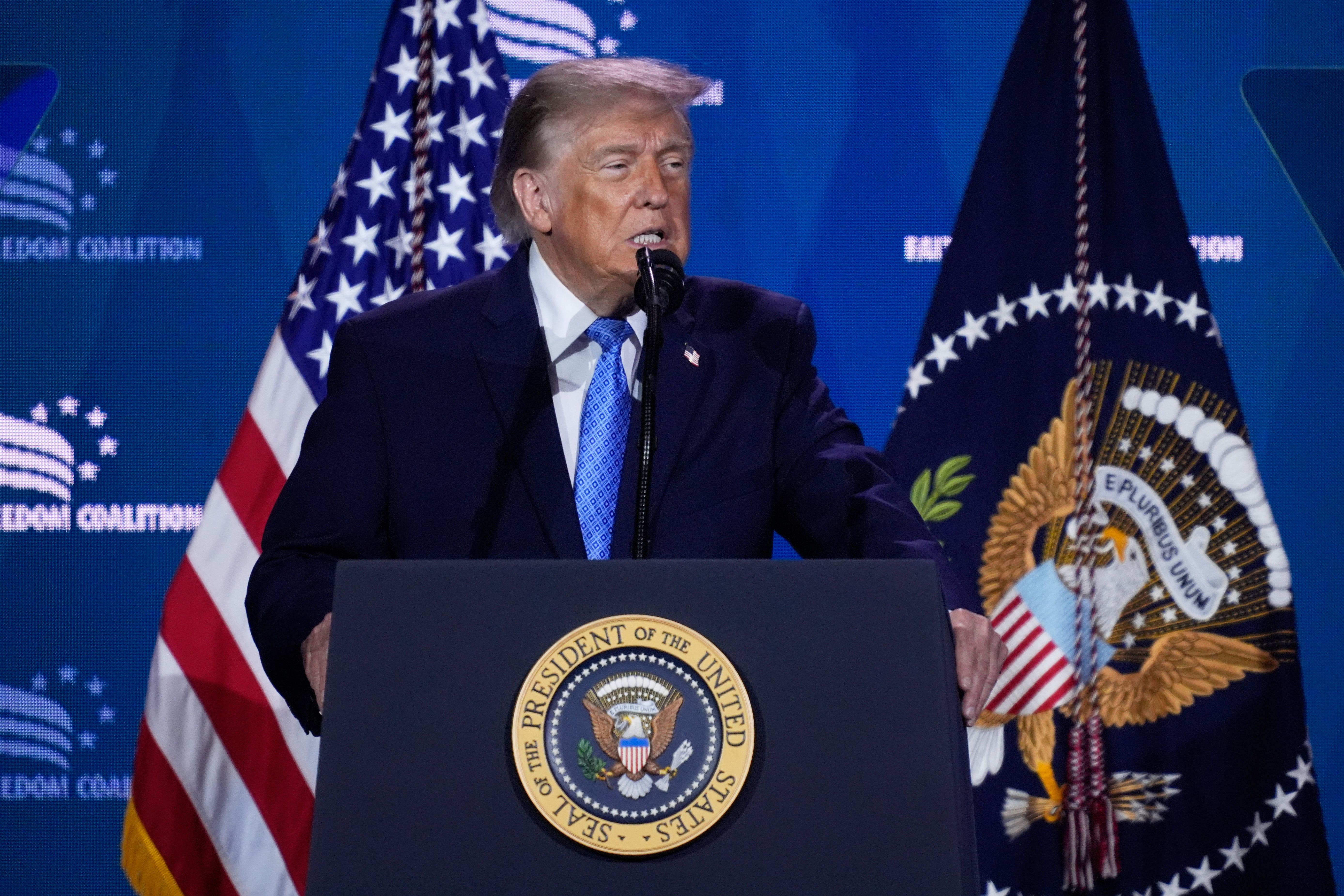US president Donald Trump suggested he would be willing to reconsider the US’s neutral stance on the Falklands (Manuel Balce Ceneta/AP).