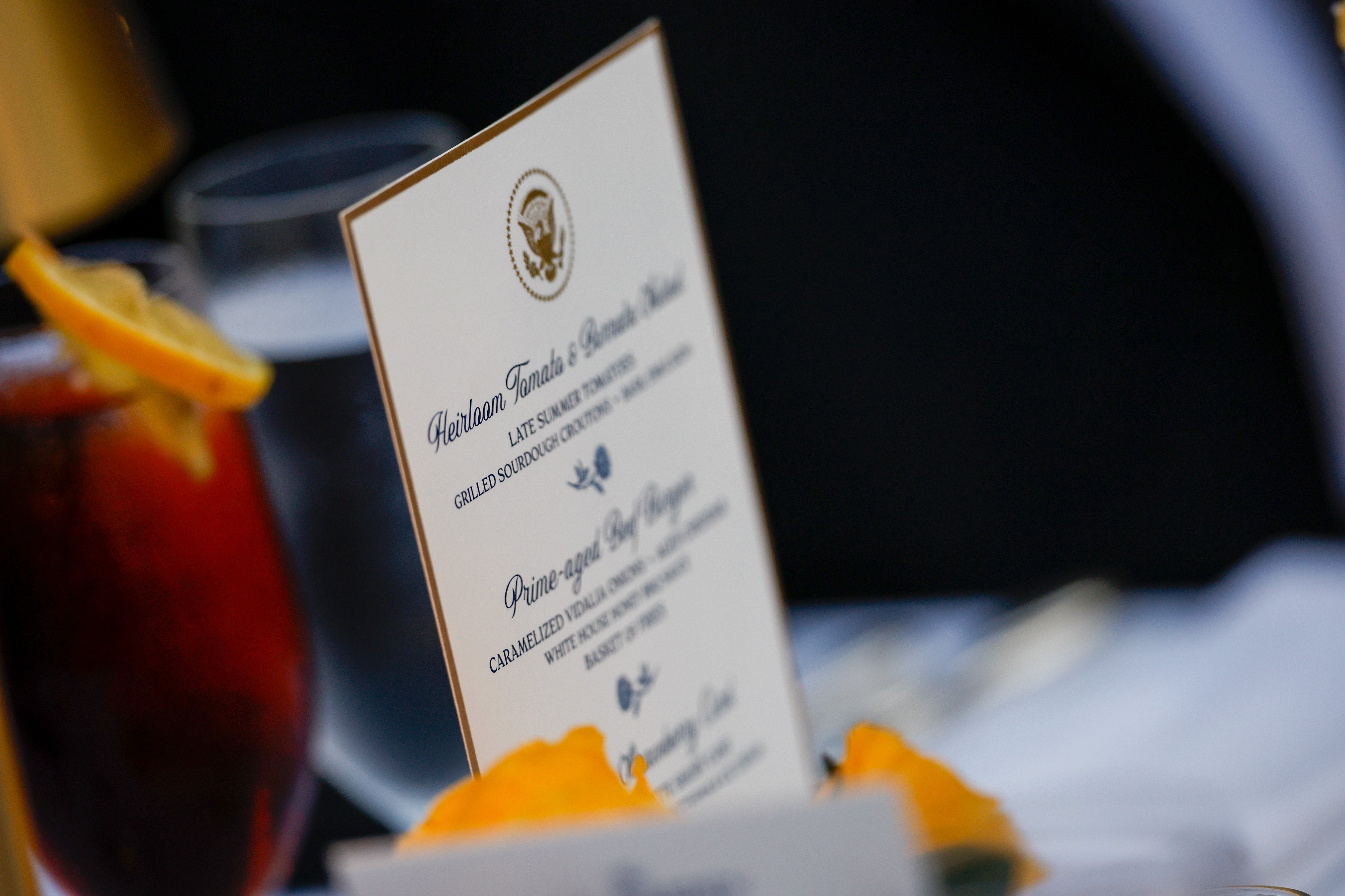 The menu at Trump’s latest bash, promising diners ‘prime-aged beef burger’