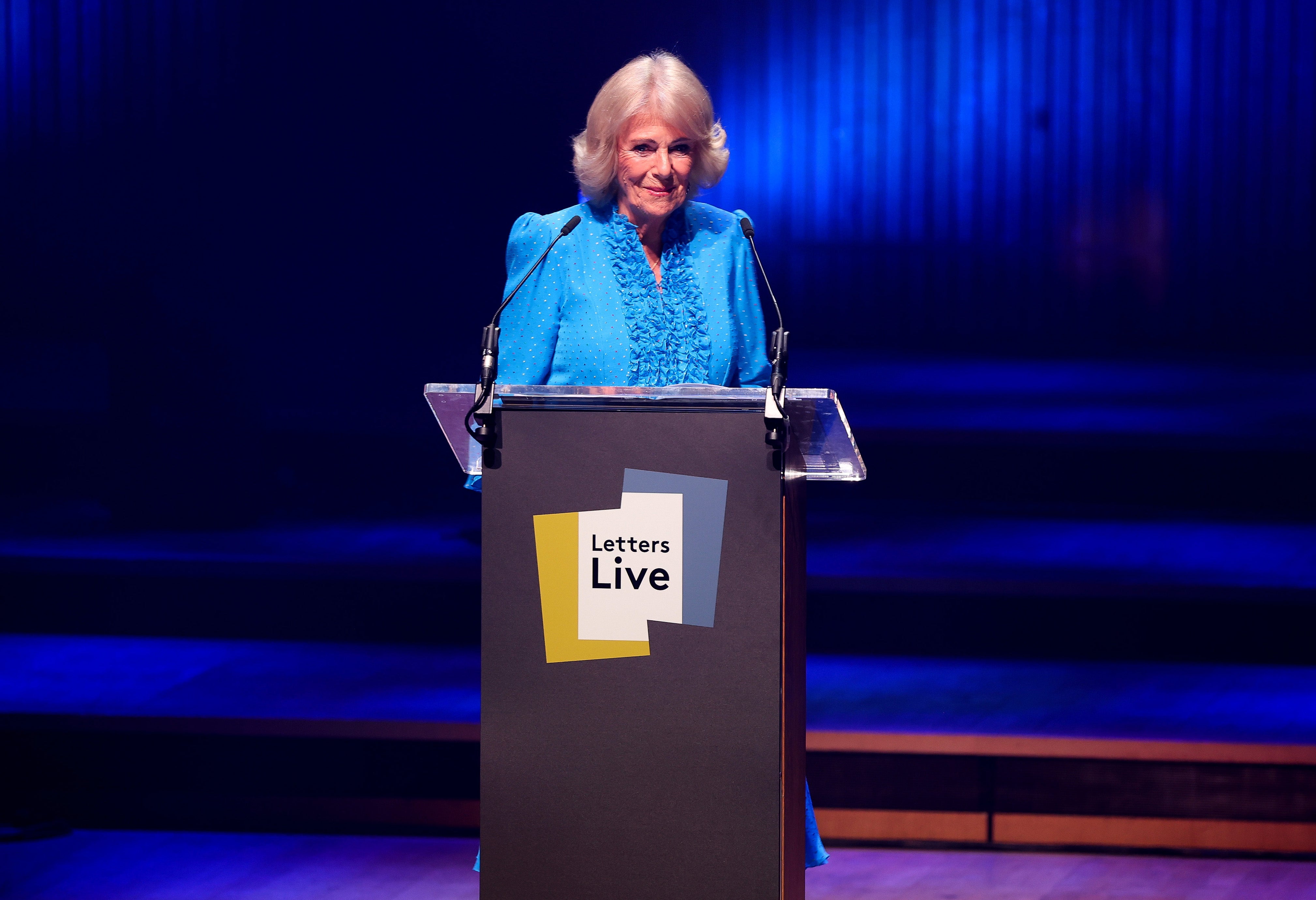 Queen Camilla makes unannounced appearance at London's Letters Live event