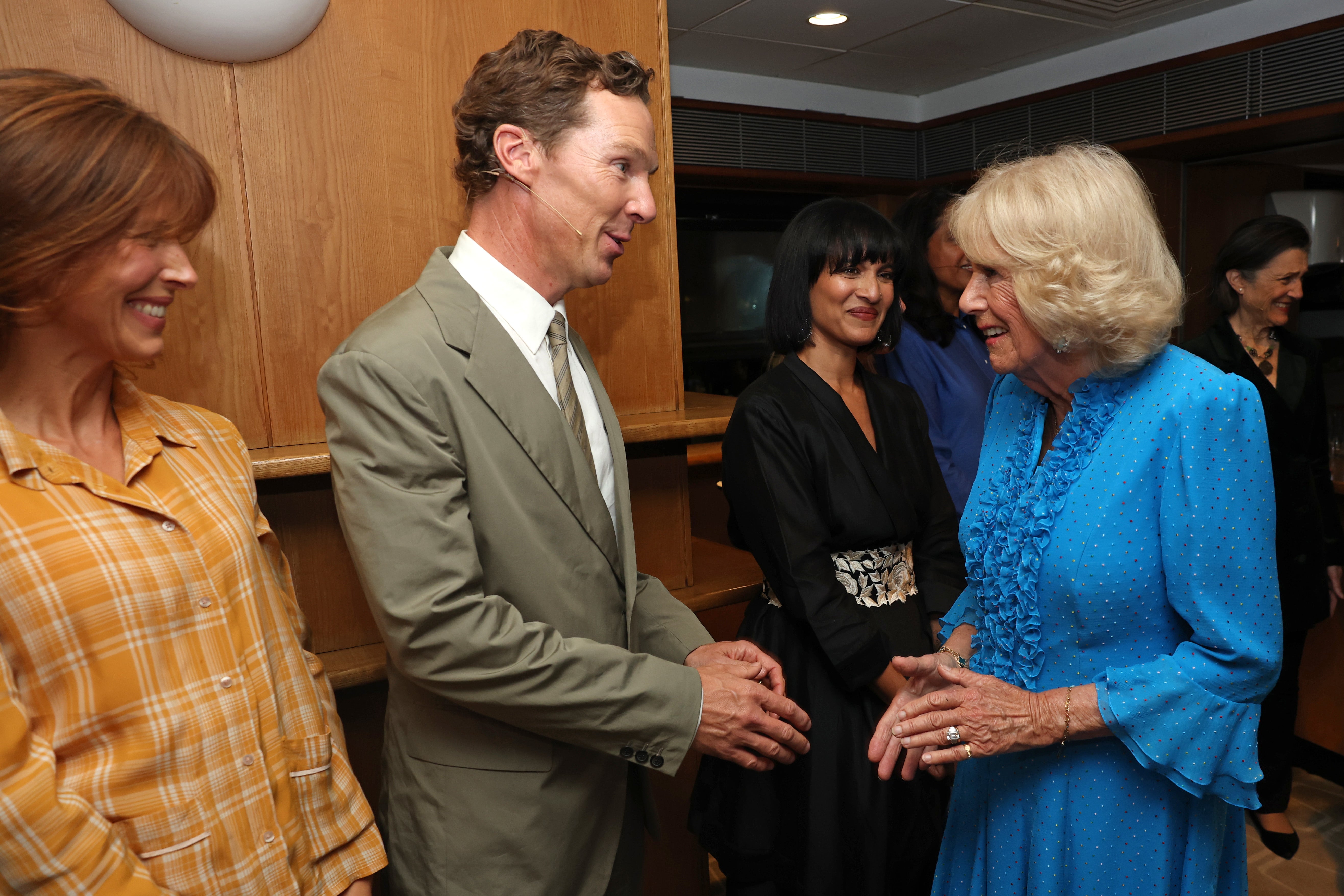 Camilla with Benedict Cumberbatch, who also did a reading at the show