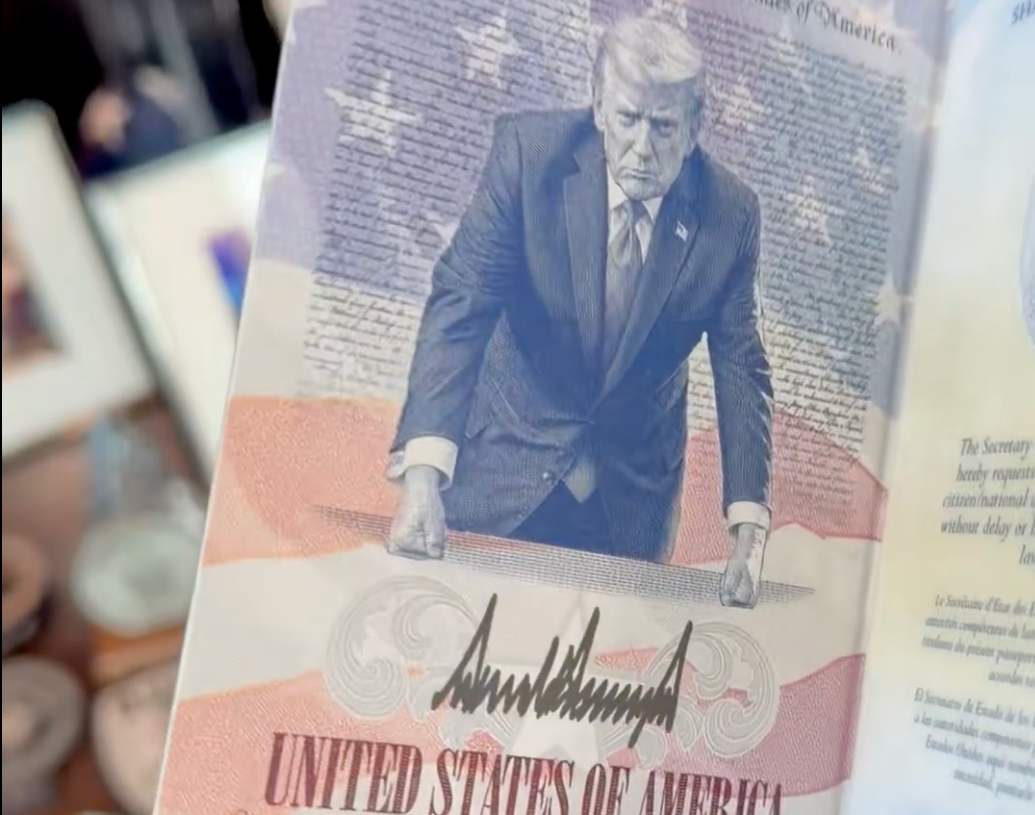 Eric Trump shows off his new passport featuring dad’s glowering image