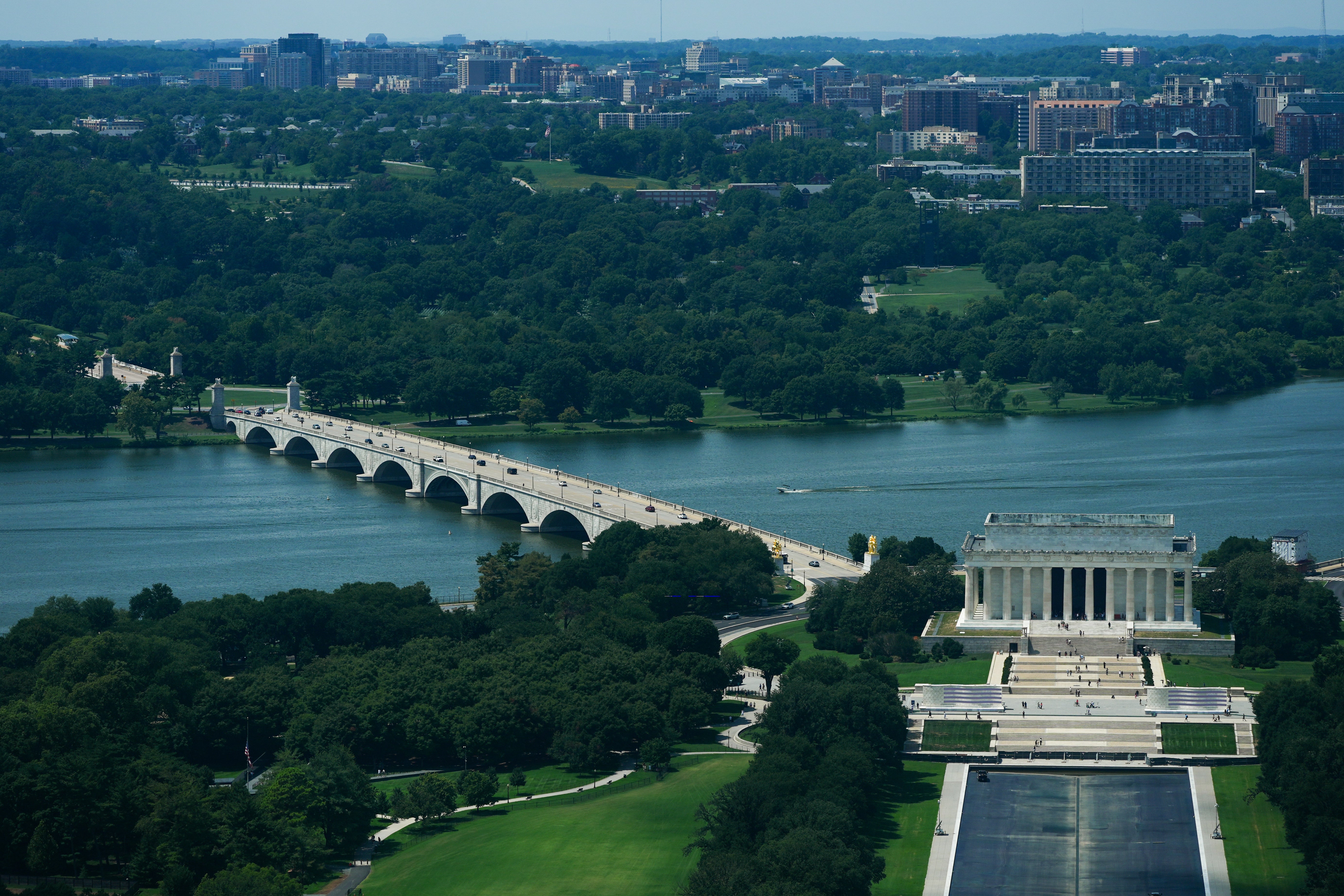 Critics of the arch argue it lacks legal permission and will disrupt the carefully planned view between the Lincoln Memorial and Arlington National Cemetery