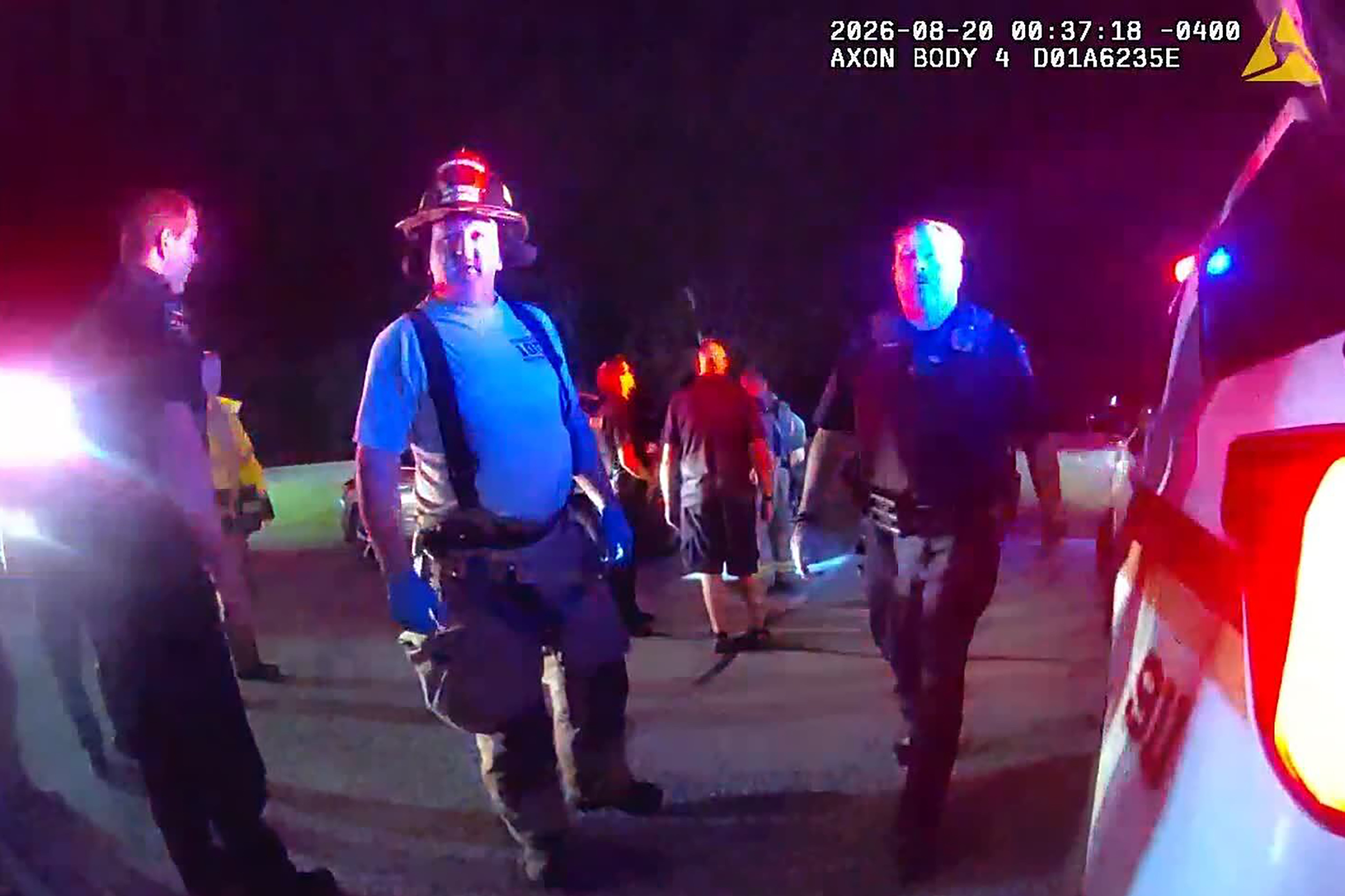 Police body cam footage released by the California Borough Police Department in Washington County, Pennsylvania shows first responders working a scene after police officers discovered the body of a college student in a vehicle