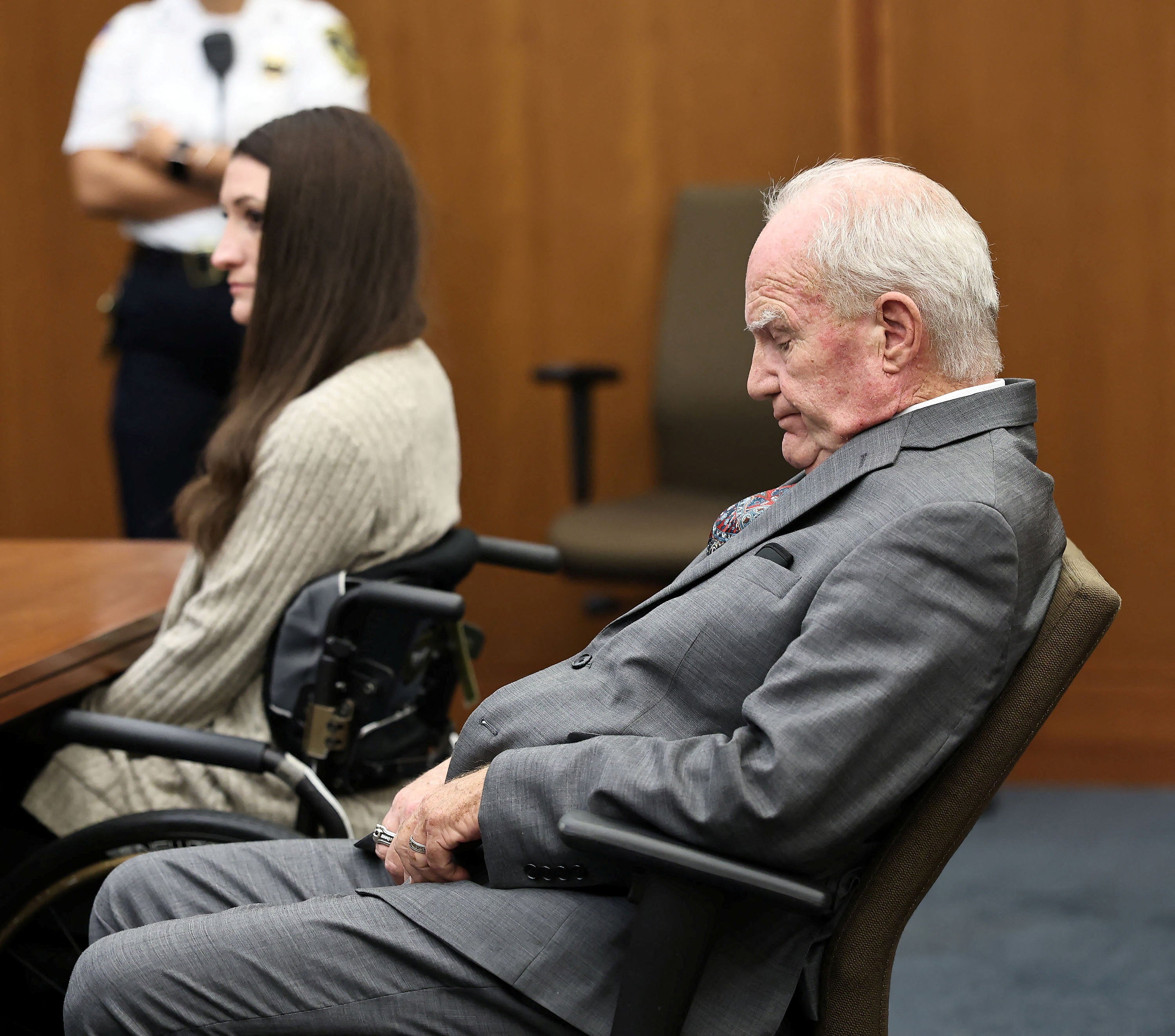 Kevin Reddington reacts to an issue with the jury next to Lindsay Clancy during deliberations in the triple murder trial of Lindsay Clancy, in Plymouth Superior Court, in Plymouth, Massachusetts, U.S., September 3, 2026. Greg Derr/The Patriot Ledger/Pool via REUTERS