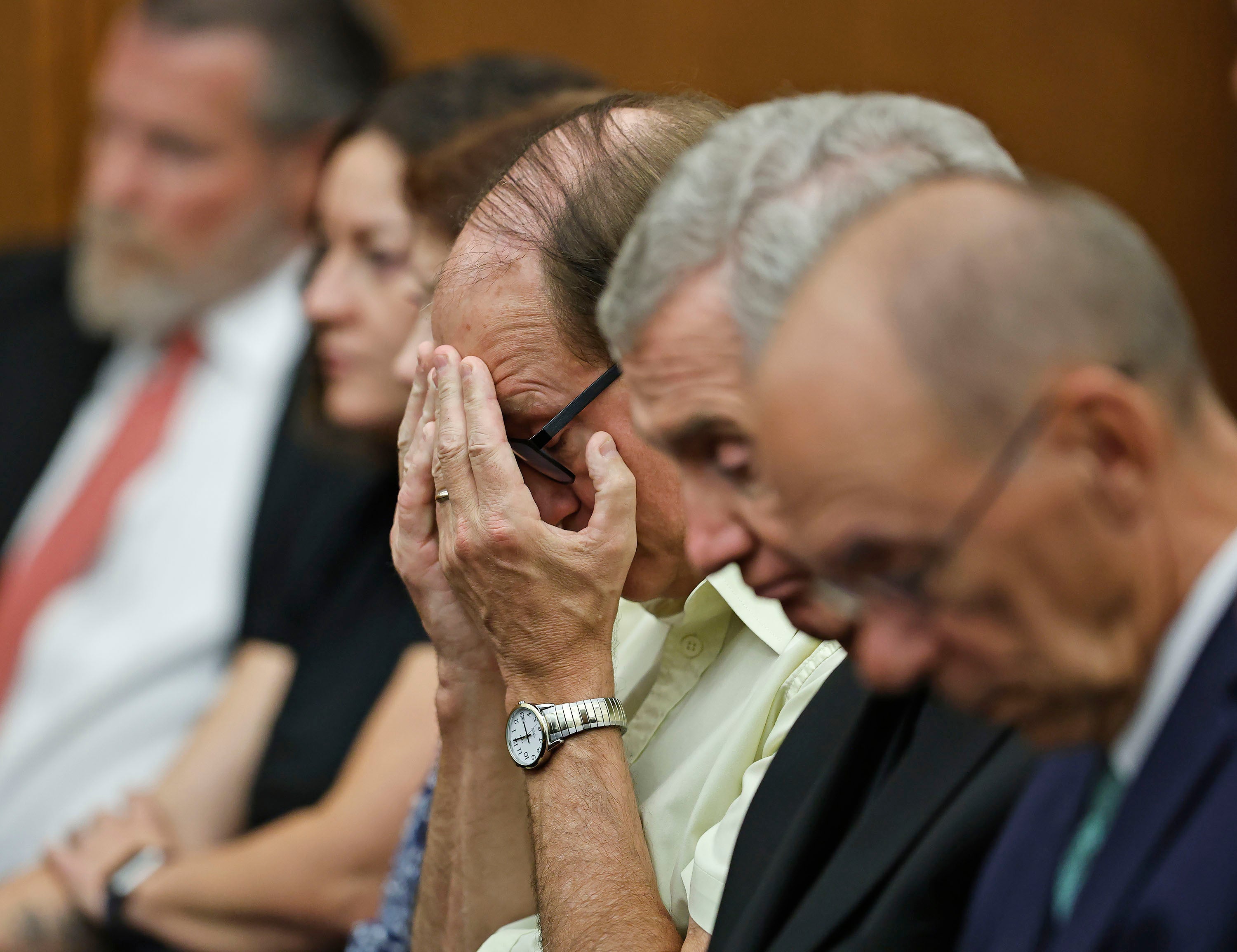 Mike Musgrove reacts to jury question during the Lindsay Clancy trial in Plymouth, Mass., on Thursday, Sept. 3, 2026. (Greg Derr/The Patriot Ledger via AP, Pool)