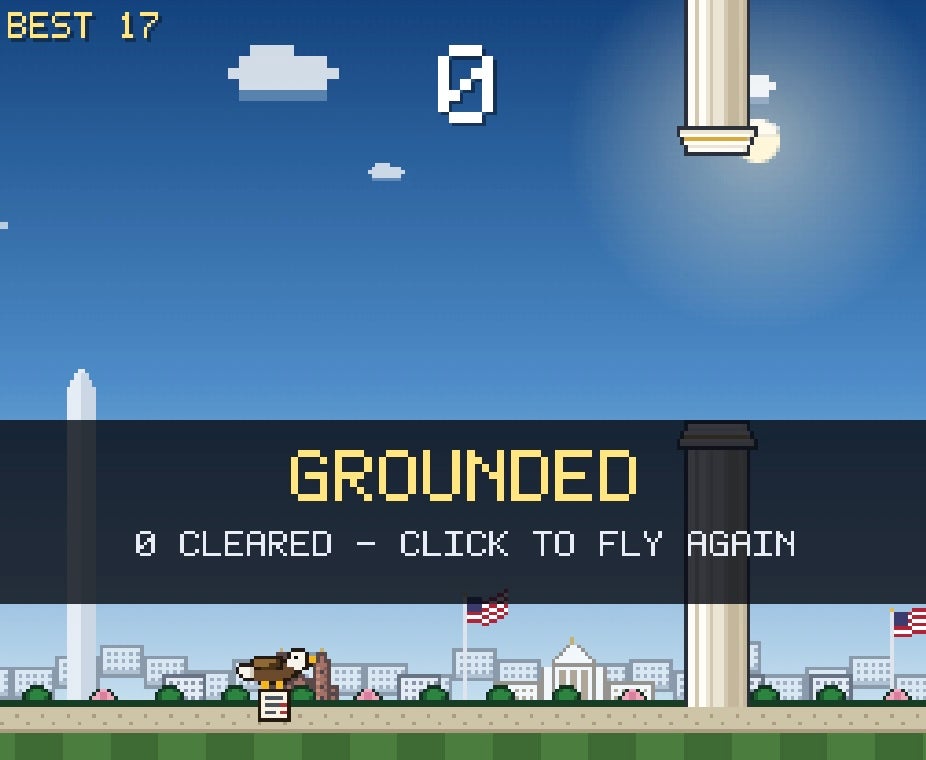 In 'Flappy Bill,' players need to keep the bill the Bald Eagle is holding in the air while flying through Washington’s monuments