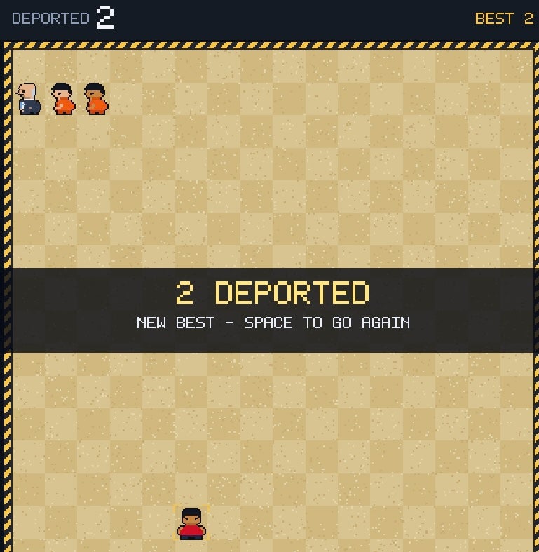In 'Rio Run,' players are Border Patrol moving along the Rio Grande to pick up immigrants trying to cross the southern border and deport them