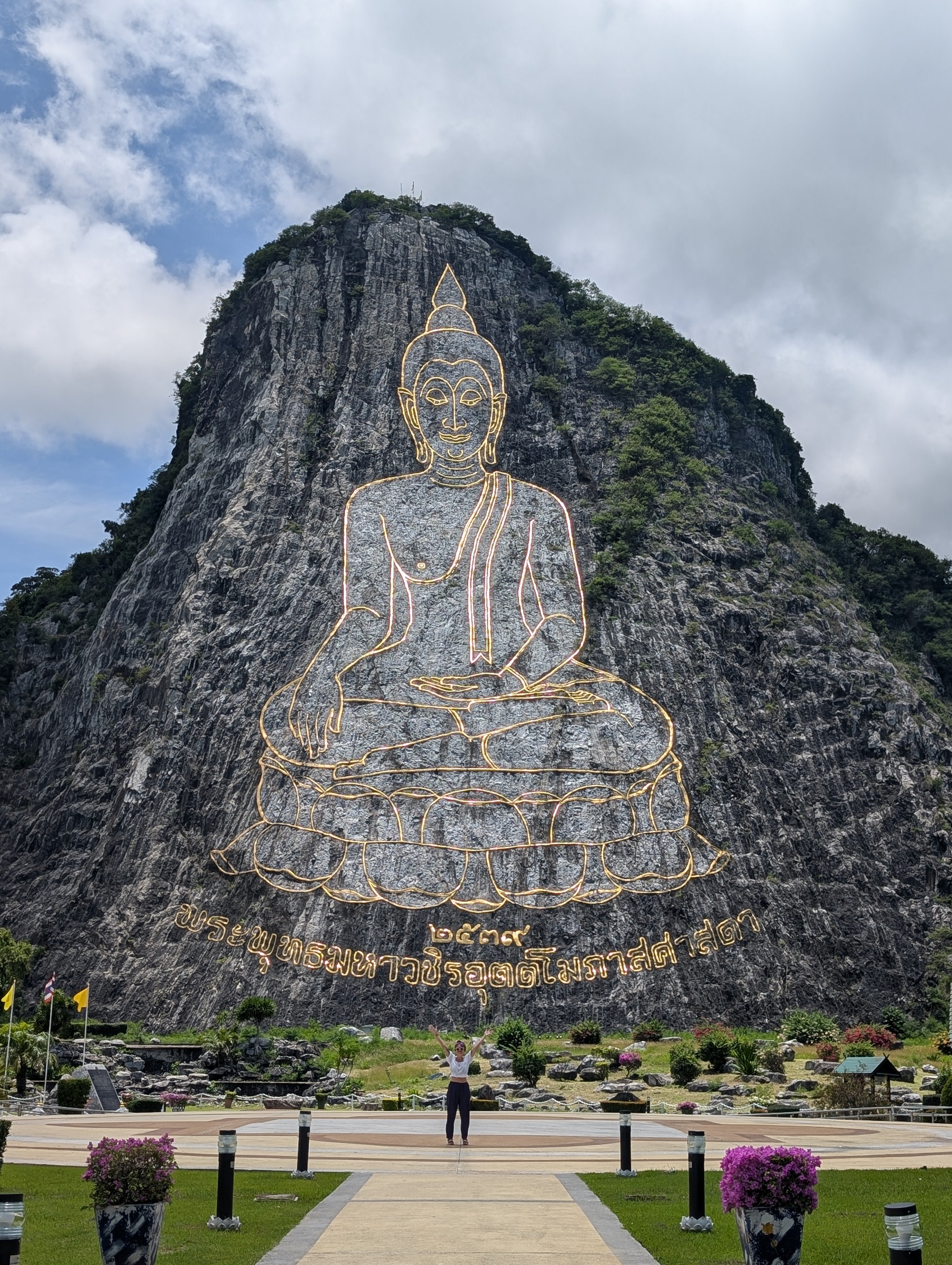 Lucie at Khao Chi Chan, also known as Buddha Mountain, where you can see the spiritual side to Pattaya