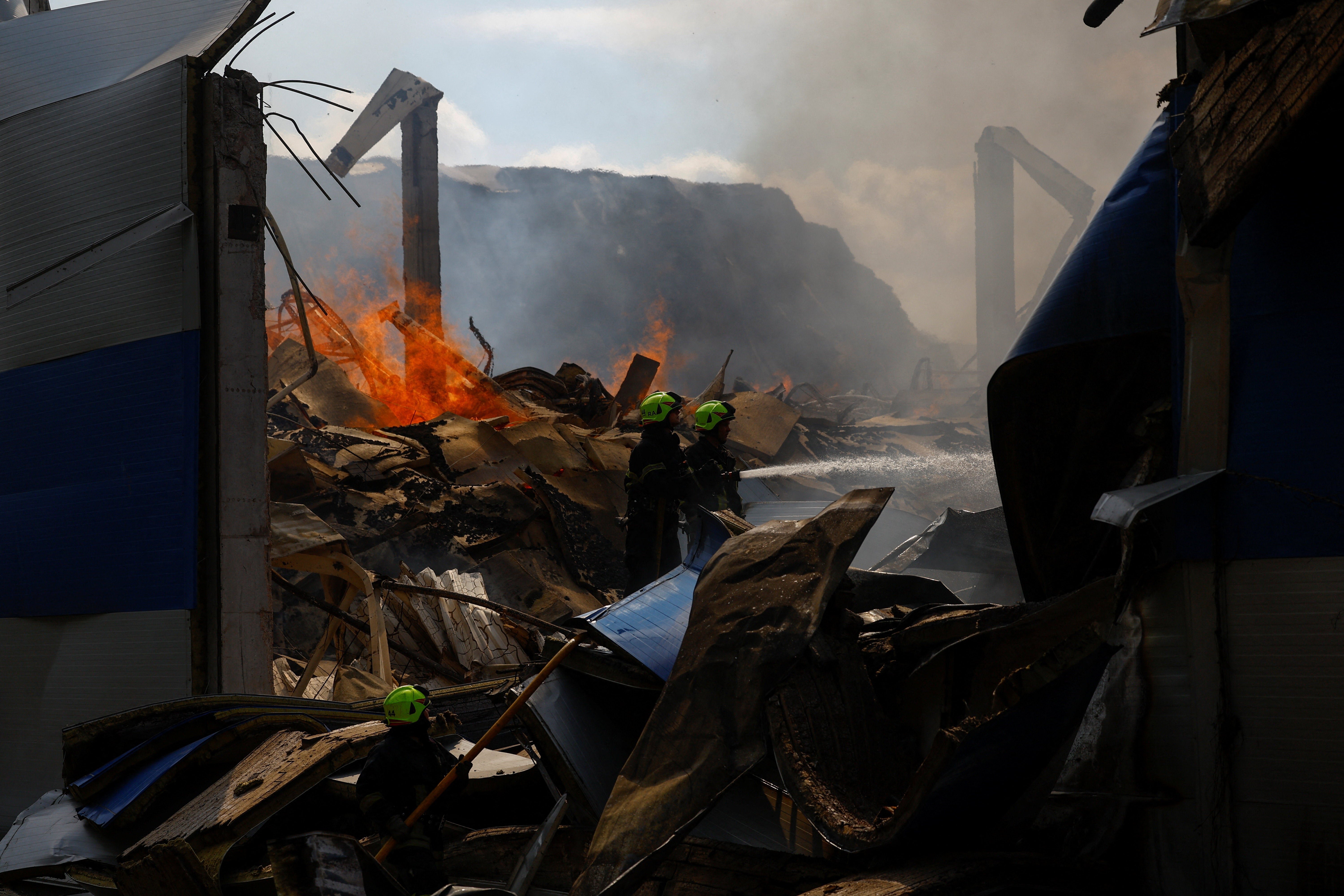 Aftermath of a Russian drone attack in Ukraine earlier this week