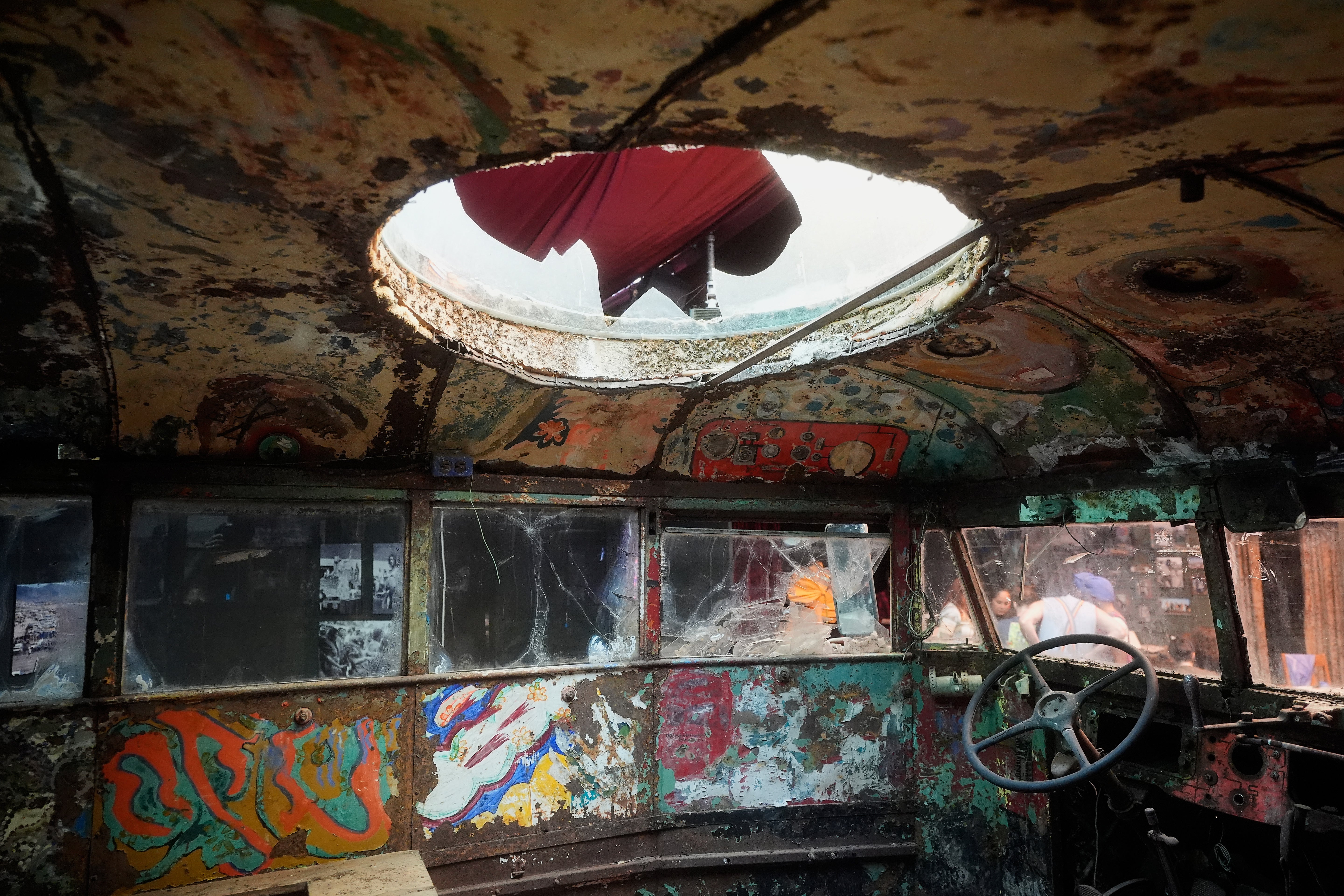 Kesey piloted the bus alongside his Merry Band of Pranksters on a cross-country trip intended to explore artistic expression, music, and mind-expanding substances