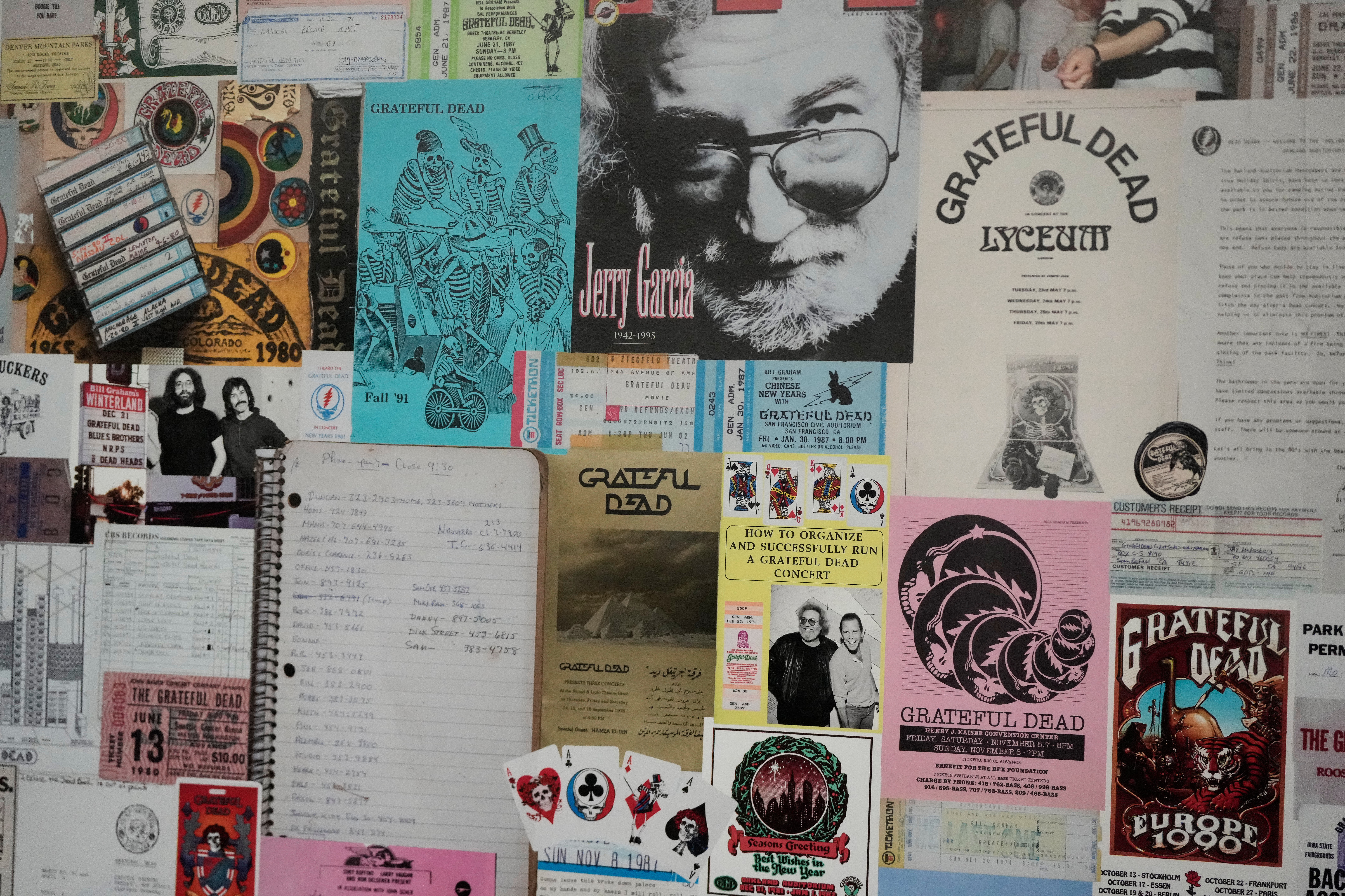 Artwork showing The Grateful Dead displayed at a shop at the Forever Grateful exhibit