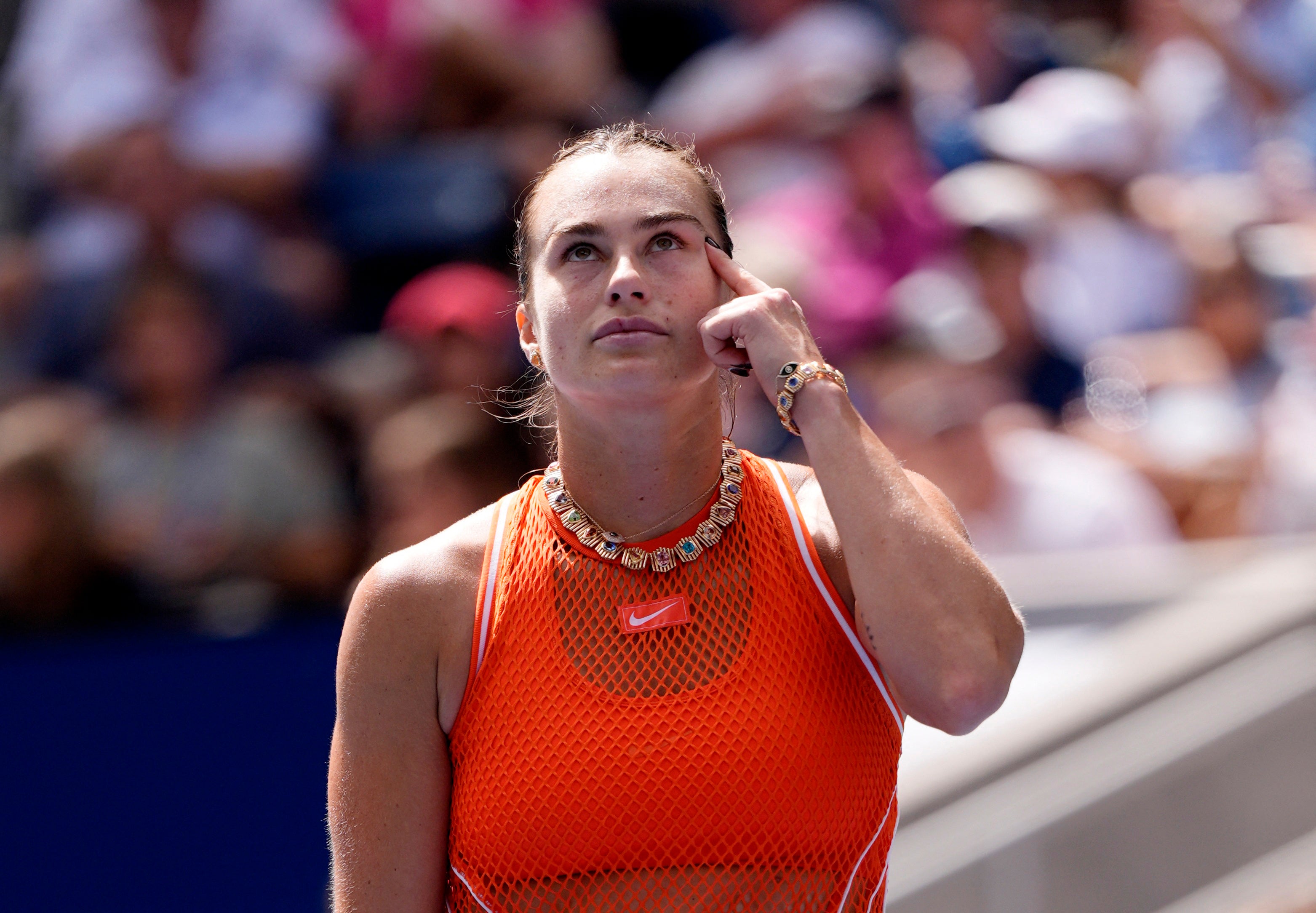 The defending champion was leading 2-0 in the first set against Kamilla Rakhimova on Louis Armstrong Stadium when she halted the action