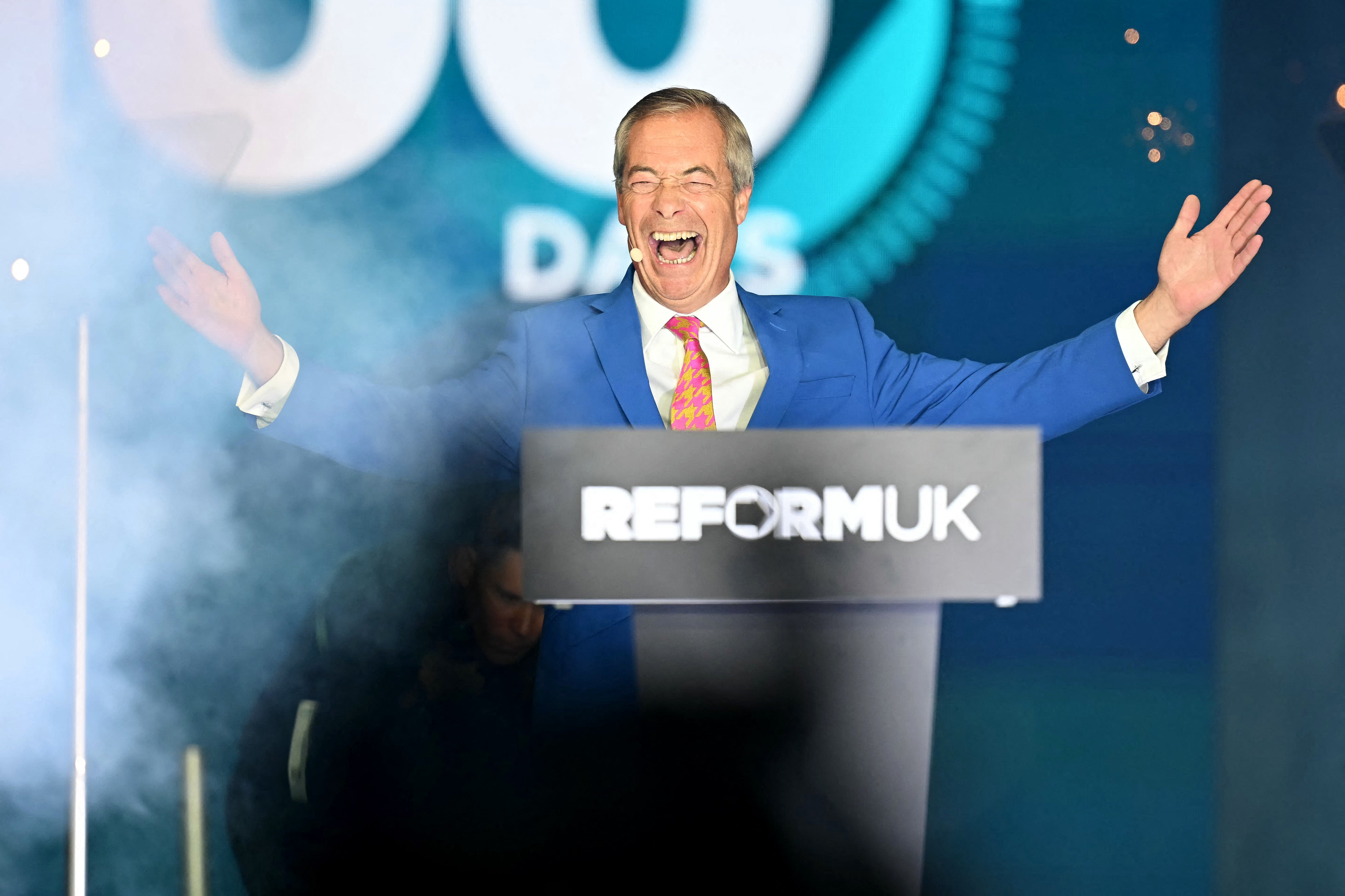 Nigel Farage gave an upbeat conference performance despite the chaos engulfing the party