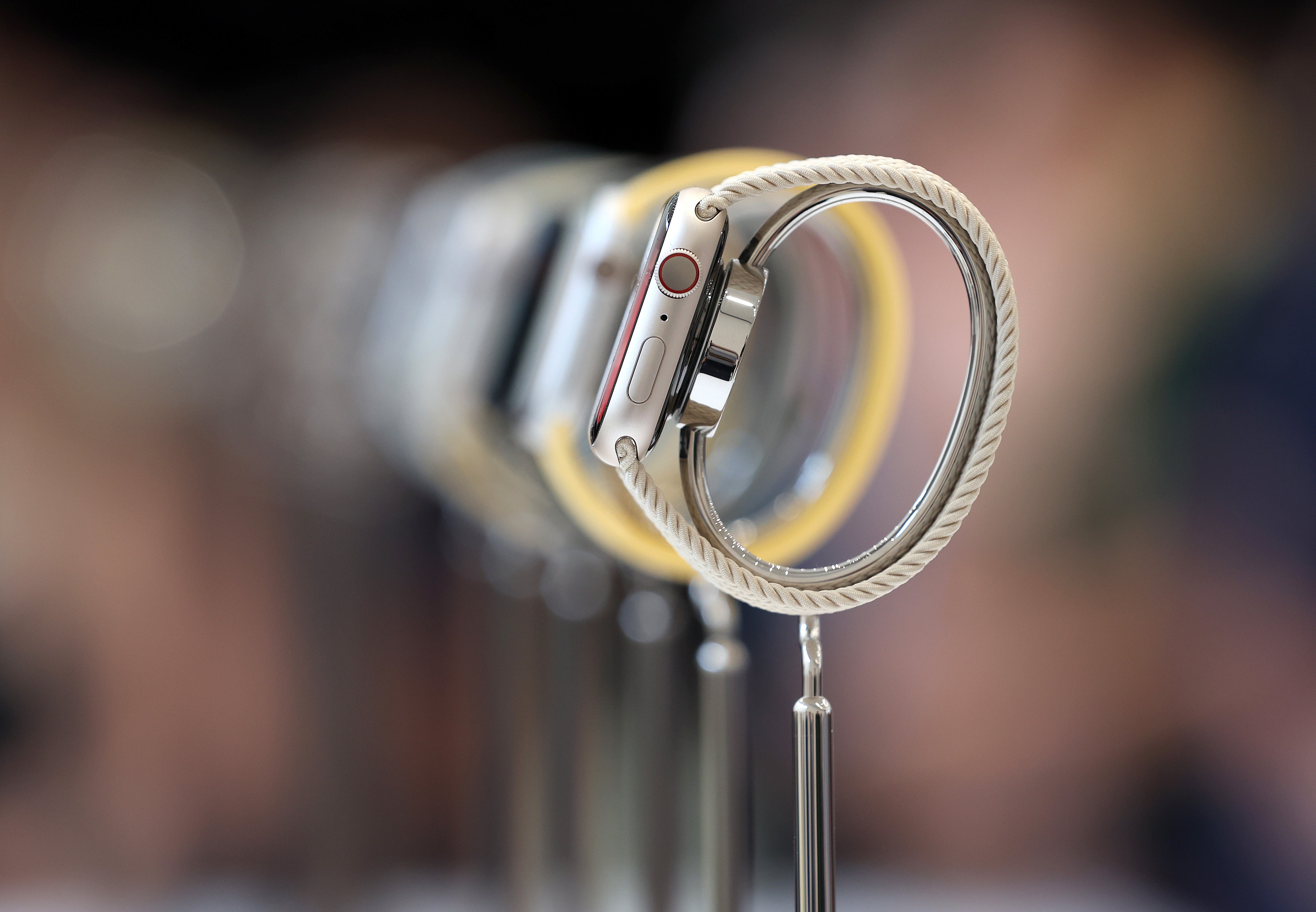 A new Apple Watch Series 8 is displayed during an Apple special event in Cupertino, California, in September 2022. The researchers say smartwatches can still be useful to wearers, even with limitations
