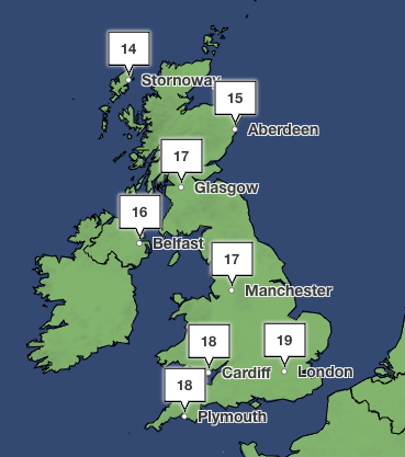 By Wednesday next week temperatures could start to drop below 20C in the UK
