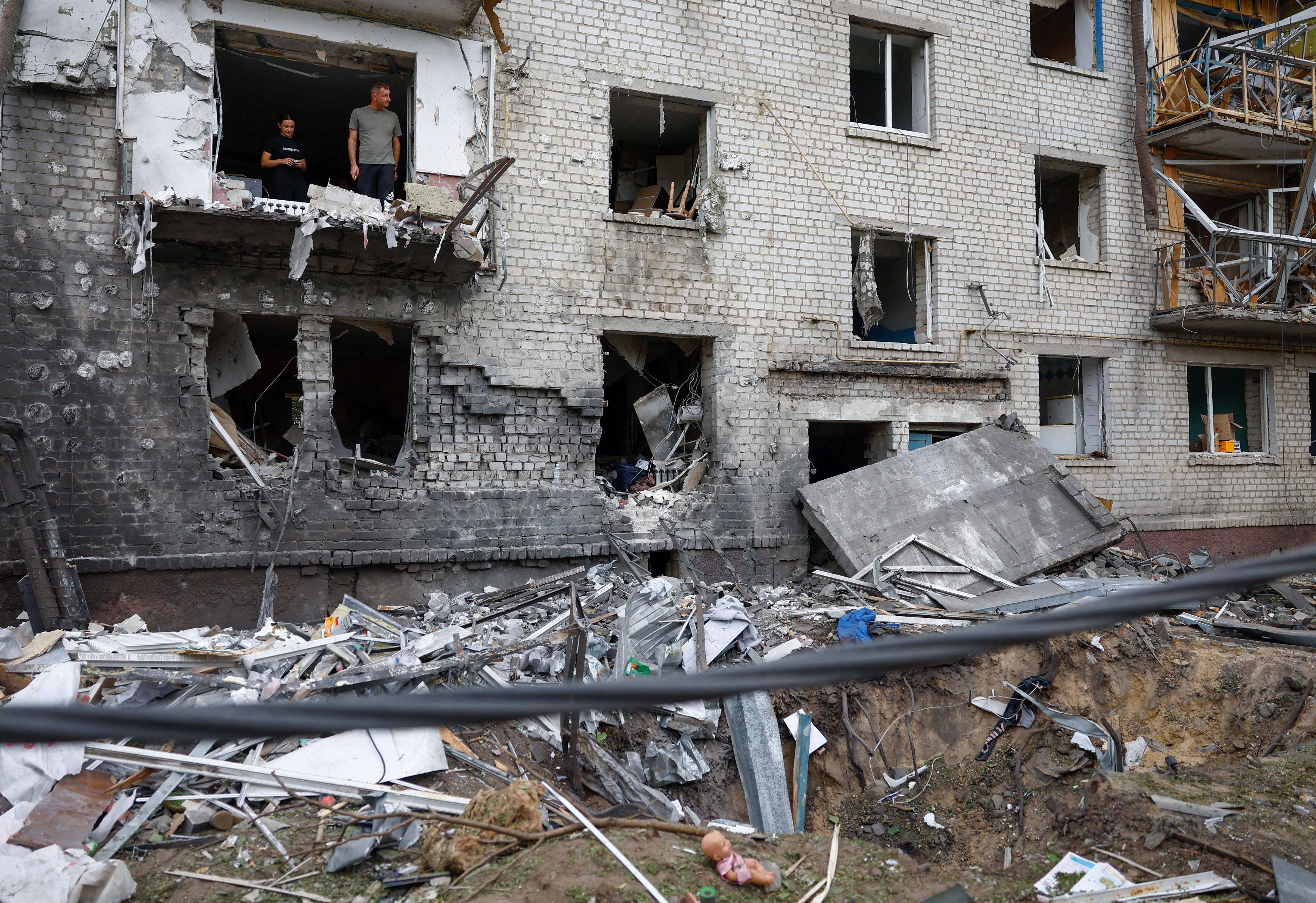 Aftermath of a Russian missile strike in the town of Boryspil earlier this week