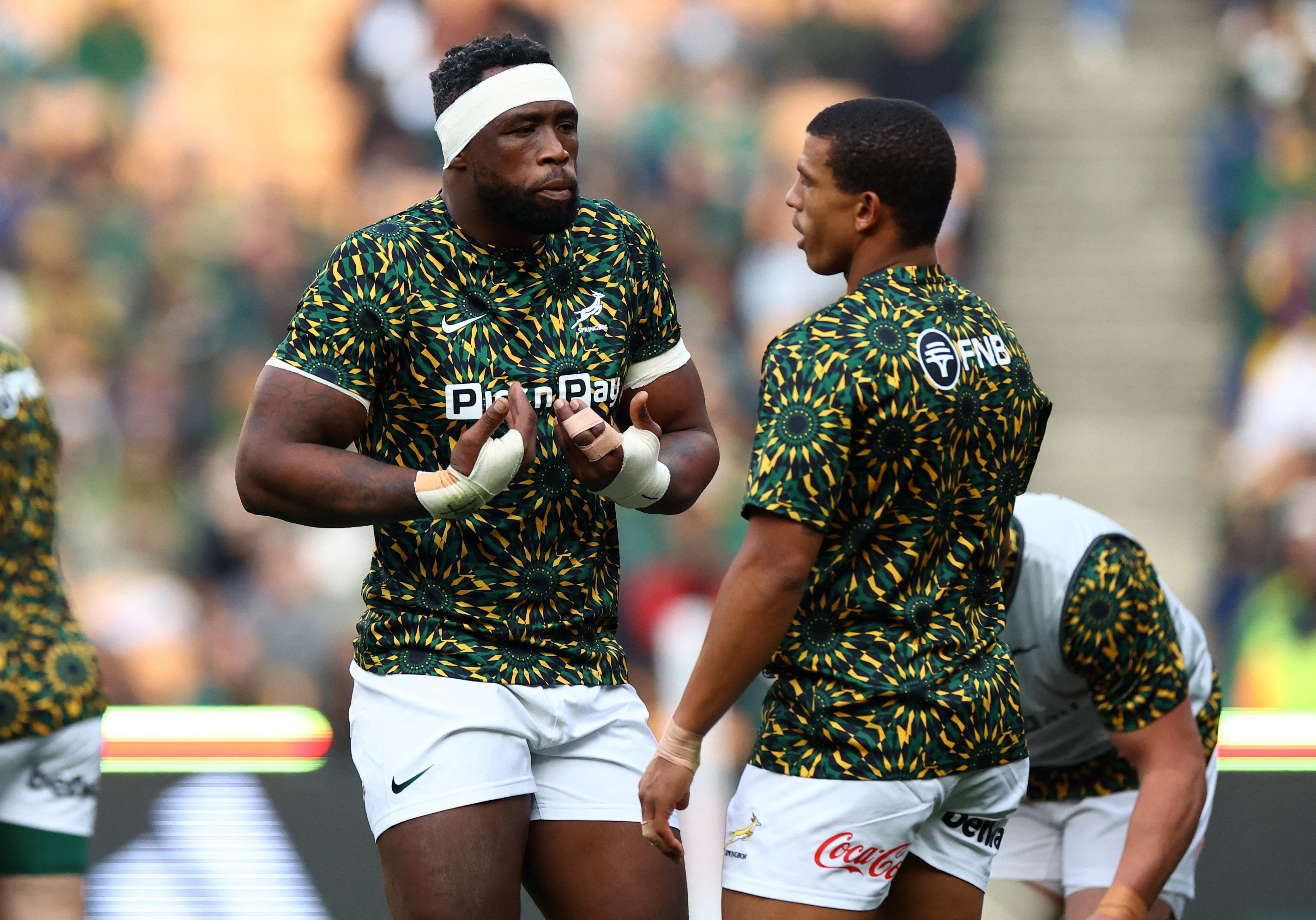 South Africa's Siya Kolisi during the warm up before the match
