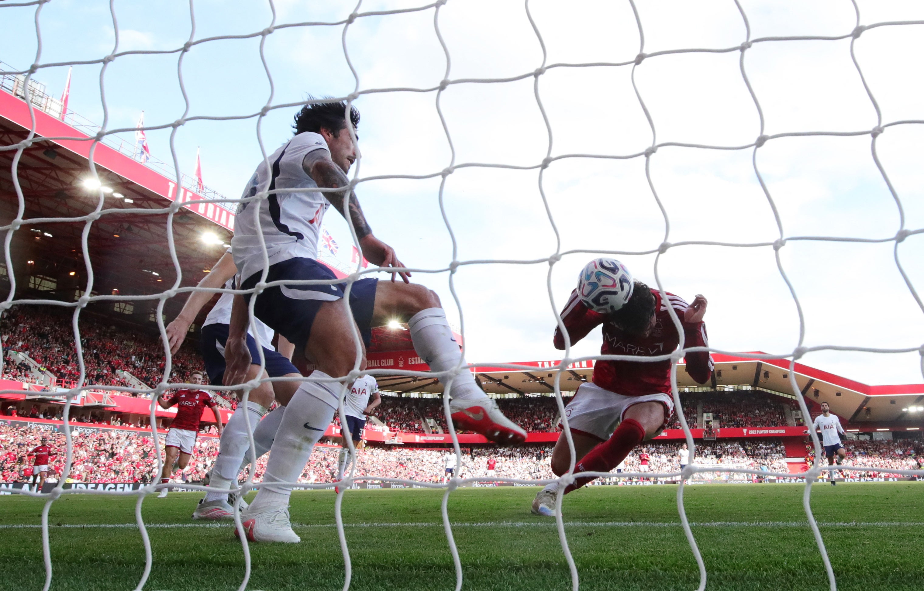 Williams threw himself into the header as Tonali attempted to clear off the line