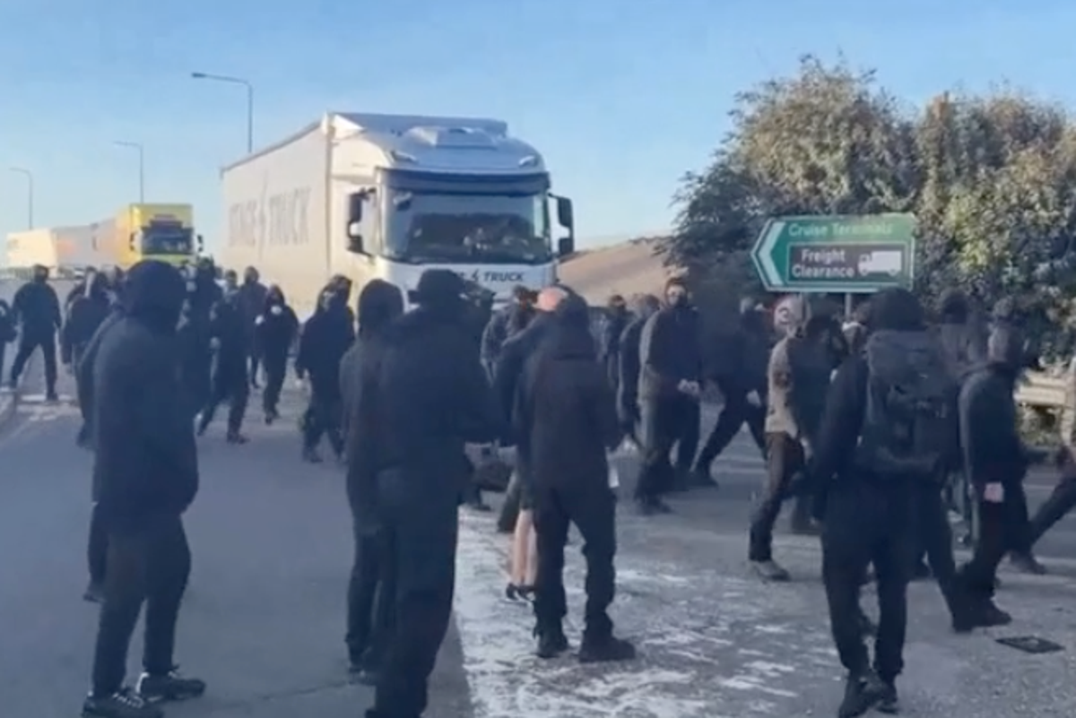 Masked protesters block access to Port of Dover