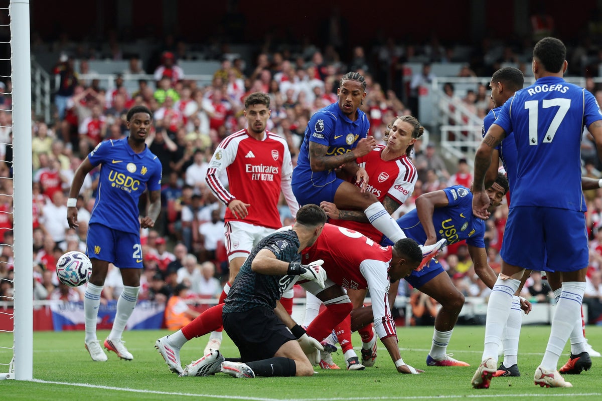 Arsenal v Chelsea LIVE: Calafiori’s bundled equaliser ruled out in thrilling start to London derby
