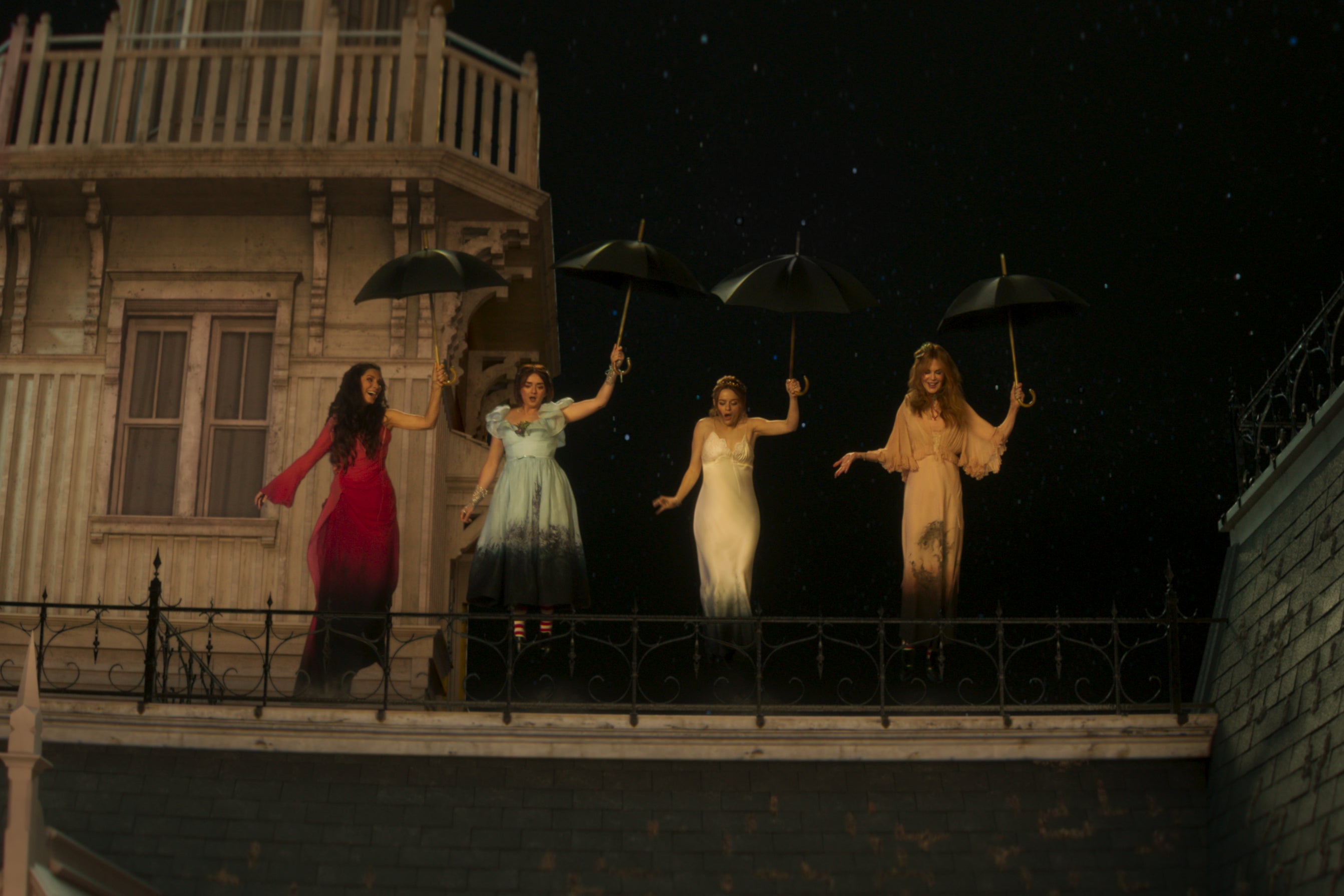 Bullock, Maisie Williams, Joey King and Kidman in ‘Practical Magic 2’ (Warner Bros)