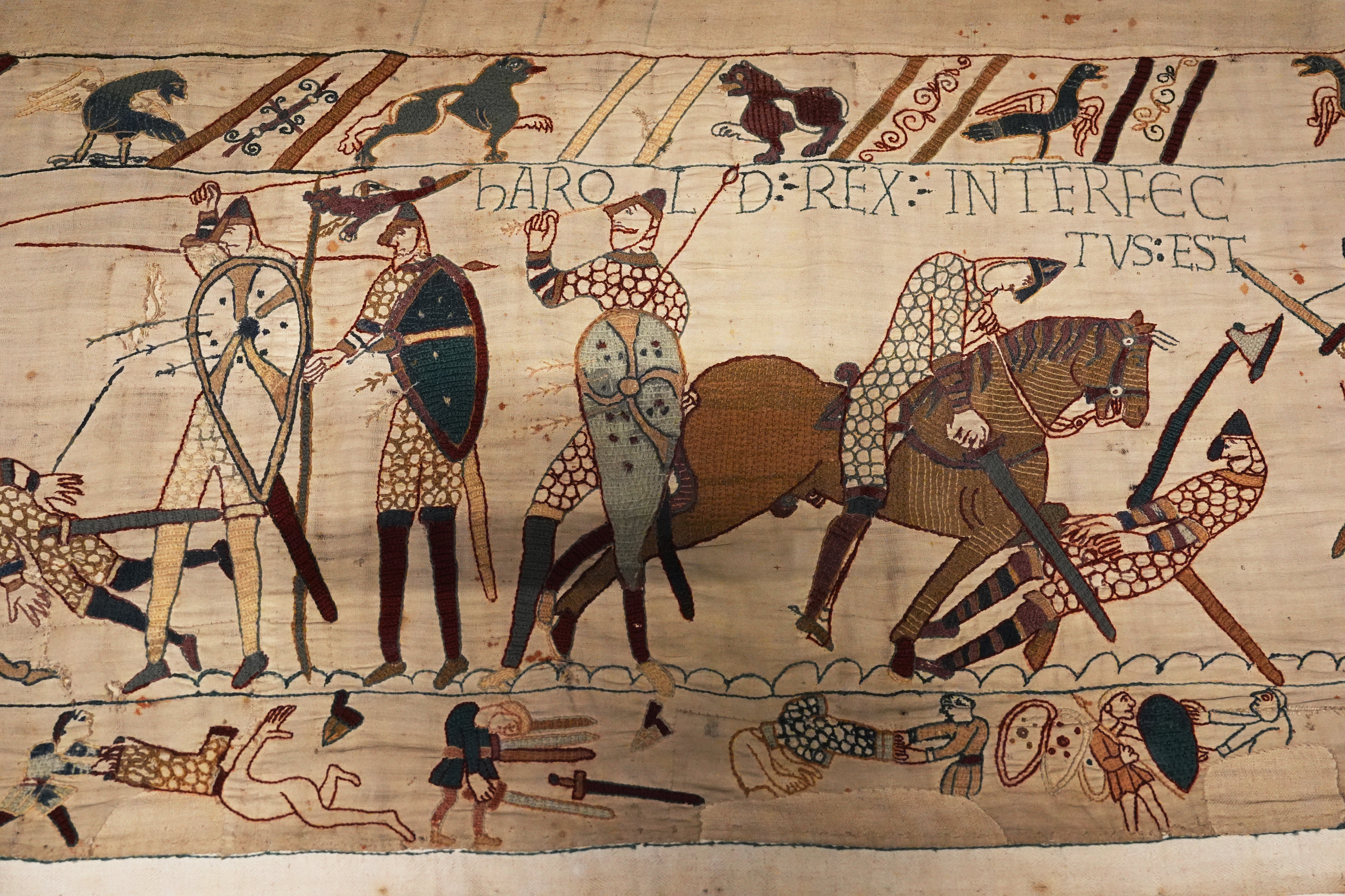 The tapestry is a woven record of the Norman conquest (Jonathan Brady/PA)