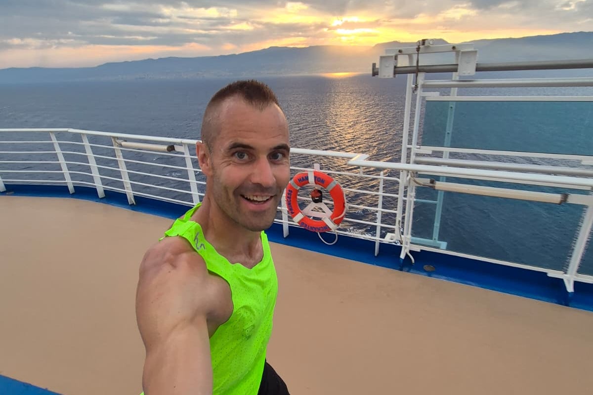 Manson had become well-known for his marathons by the time he was ready for his sea day run (Princess Cruises)