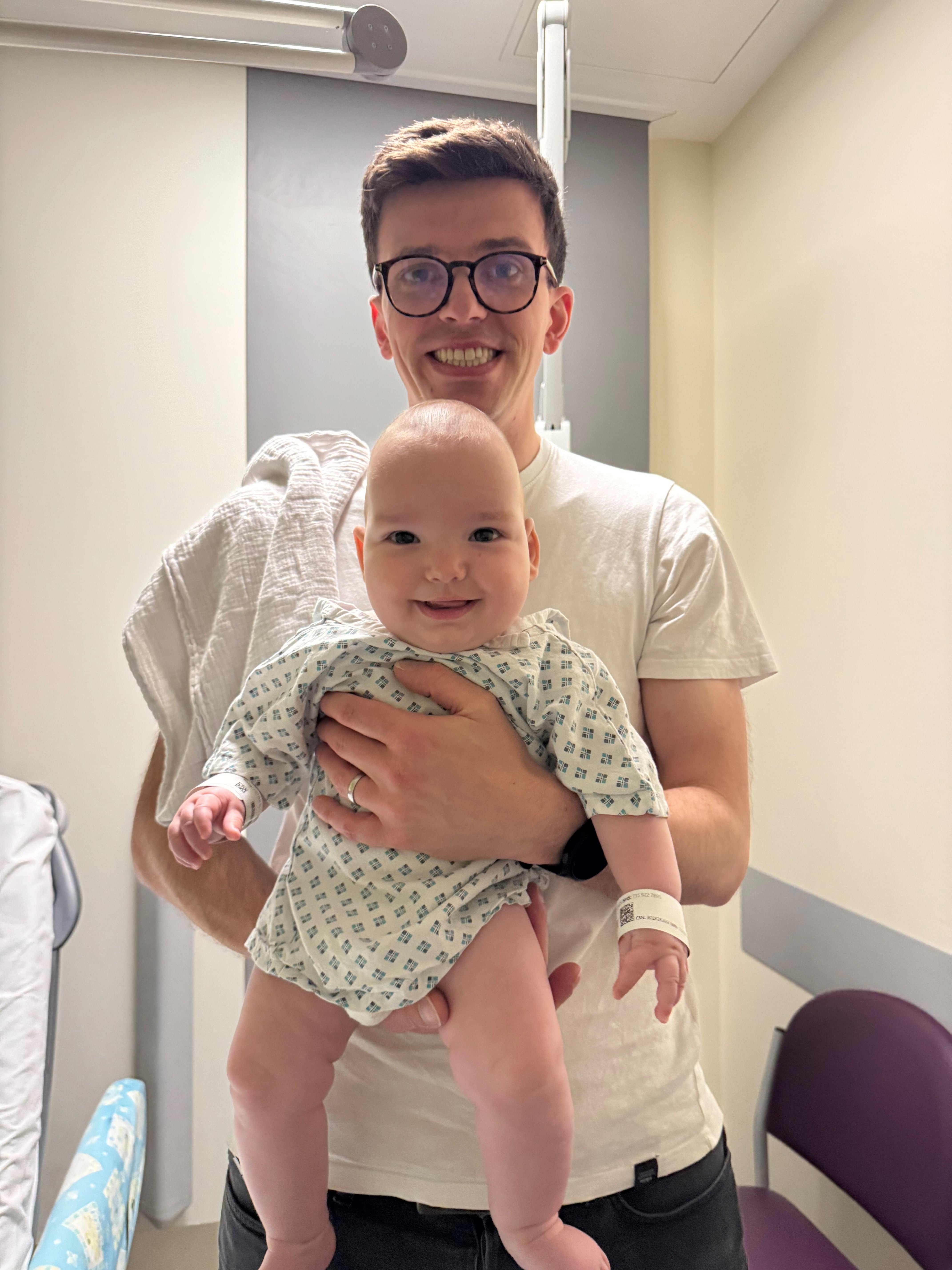 Rory Potter, pictured with his father Harry, was the first patient to have the new springs fitted