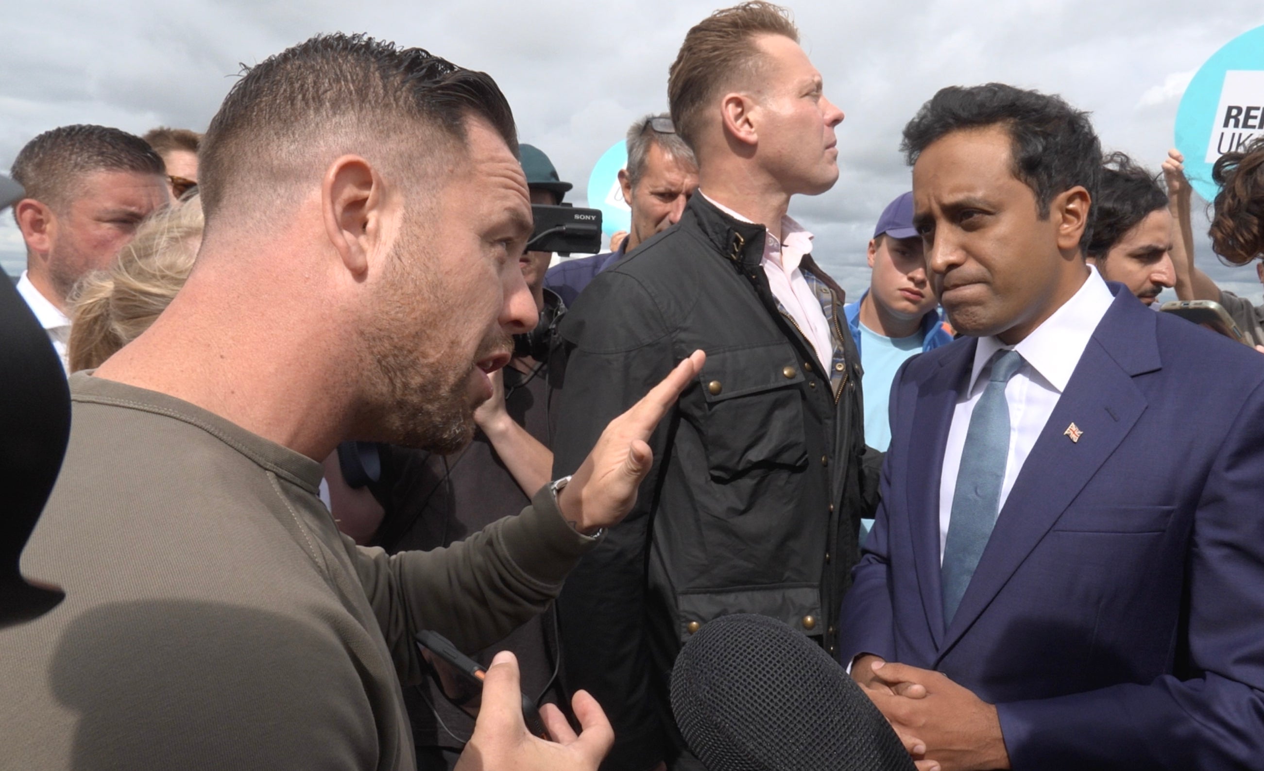Daniel Thomas interrupts Reform UK home affairs spokesman Zia Yusuf’s press conference