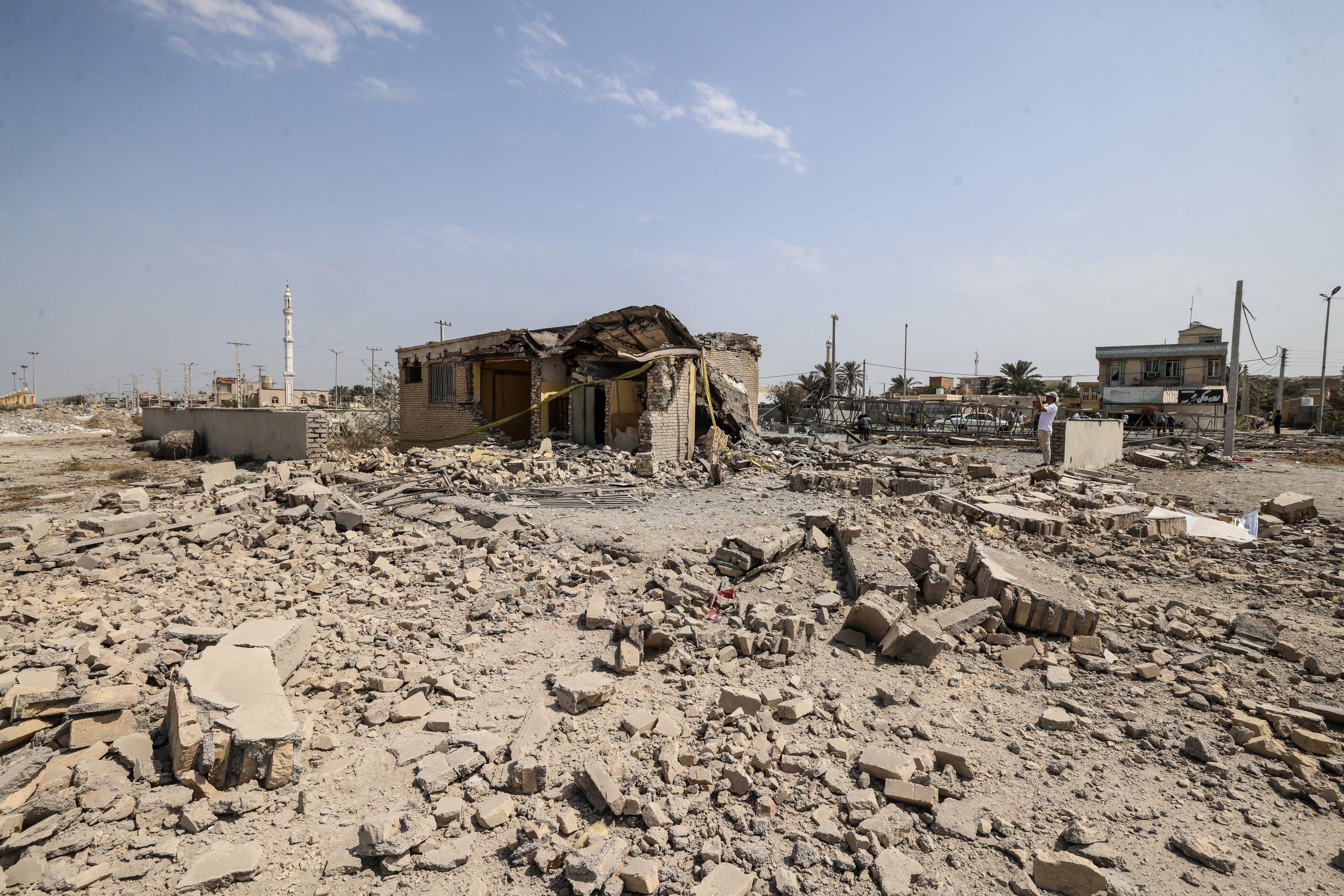 The US was reportedly targeting a telecommunications tower and offices in Kuhestak, pictured here after they were hit
