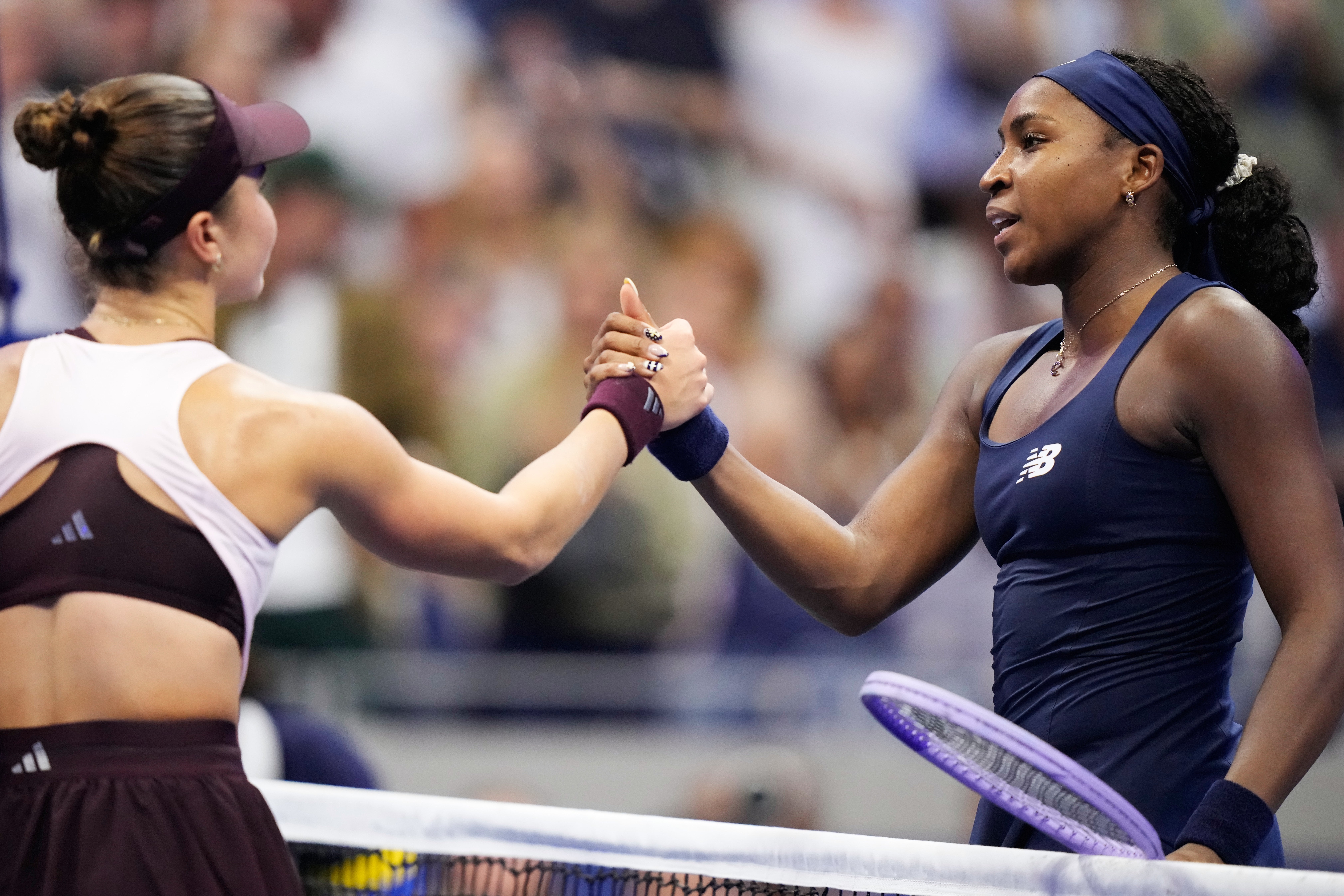Coco Gauff, right, beat Iva Jovic in straight sets (Frank Franklin II/AP)