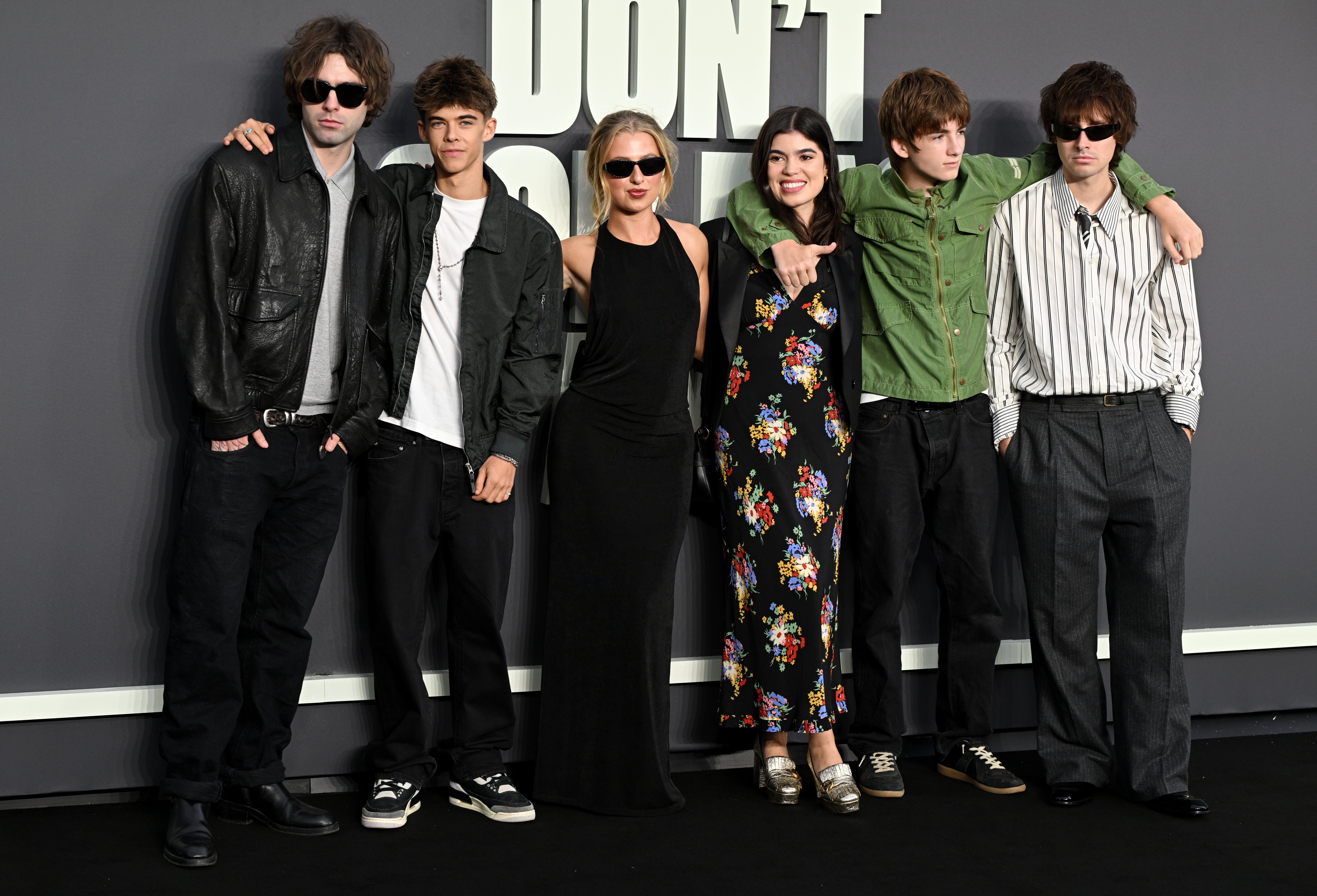 Left to right: Lennon Gallagher, Donovan Gallagher, Anais Gallagher, Molly Gallagher, Sonny Gallagher and Gene Gallagher at the UK premiere of ‘Oasis: Don’t Look Back in Anger’