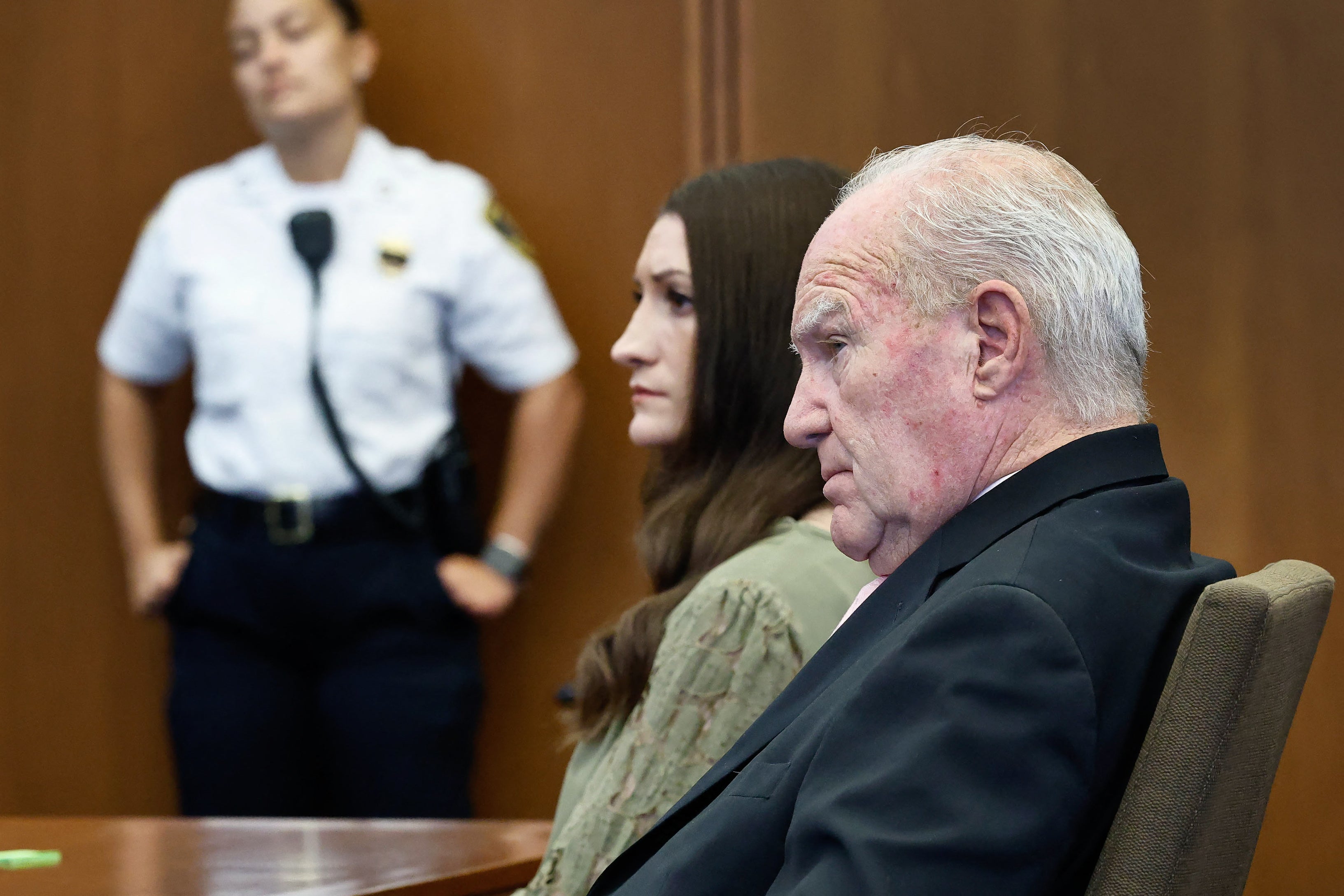 Kevin Reddington, defense attorney for Lindsay Clancy, and Lindsay Clancy look on as Judge William Sullivan instructs the jury (AFP/Getty)