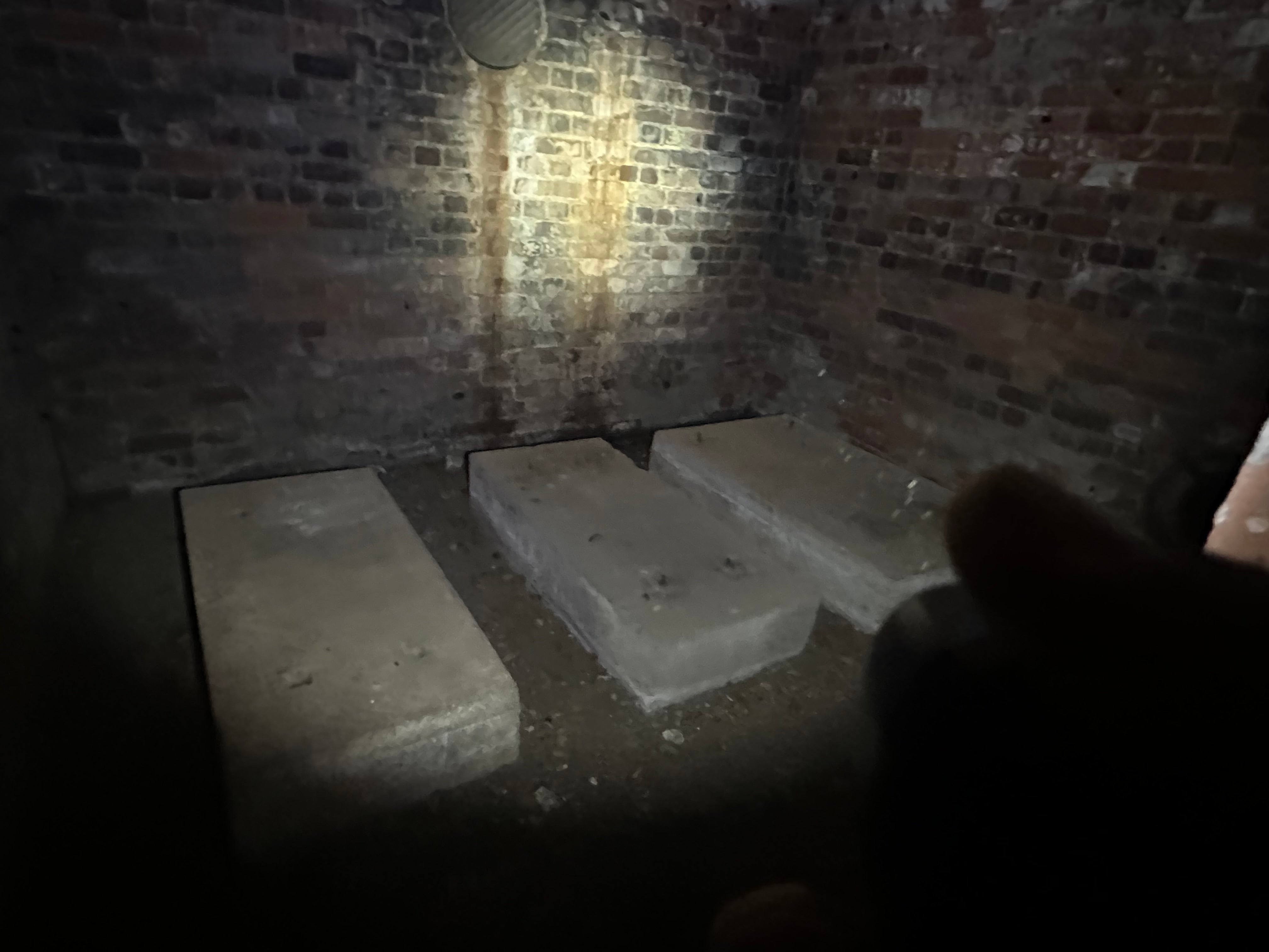 The concrete platforms for the generators that powered the decoy city are still in place inside the bunker