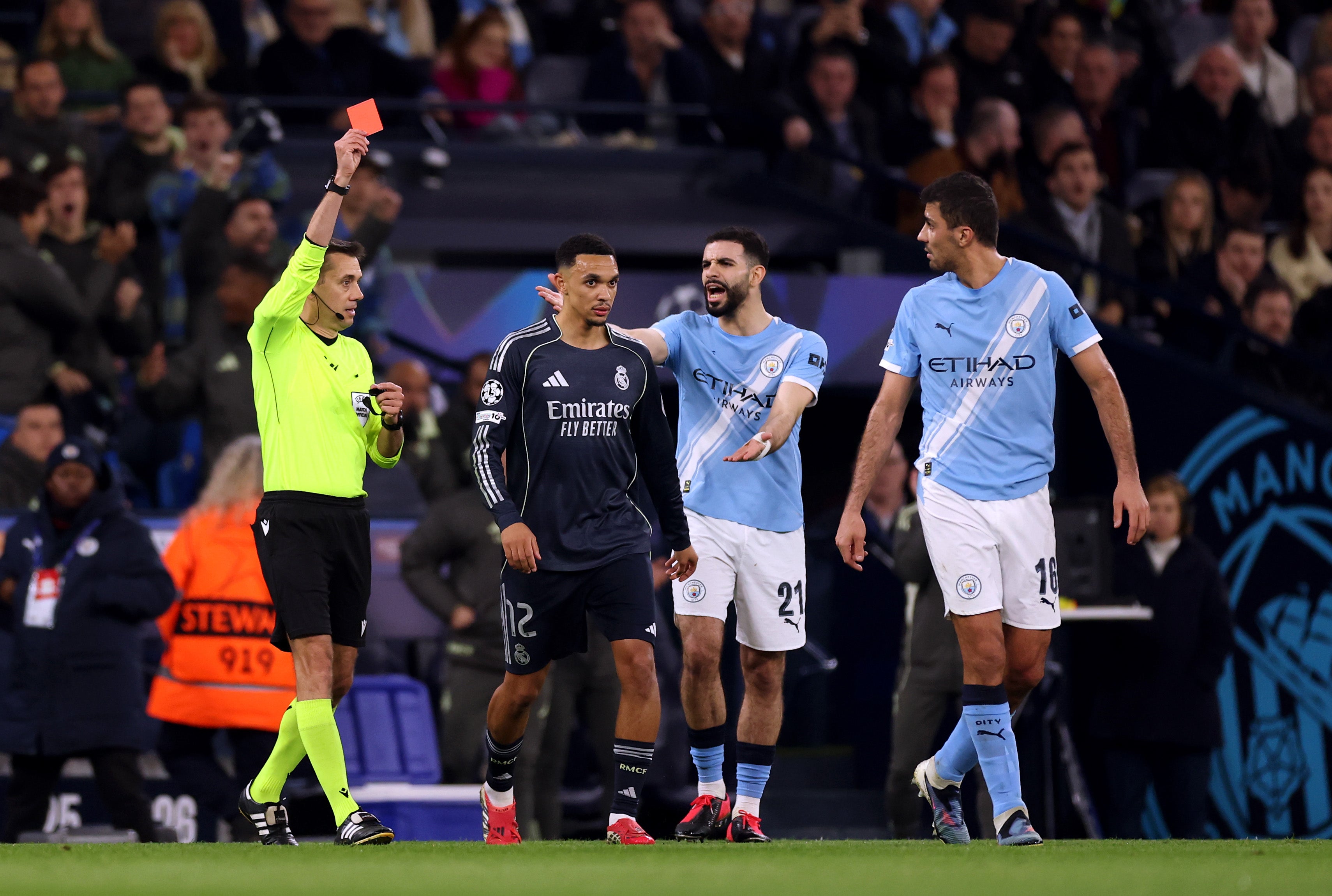 Bernardo Silva was sent off when Real Madrid defeated Manchester City last season