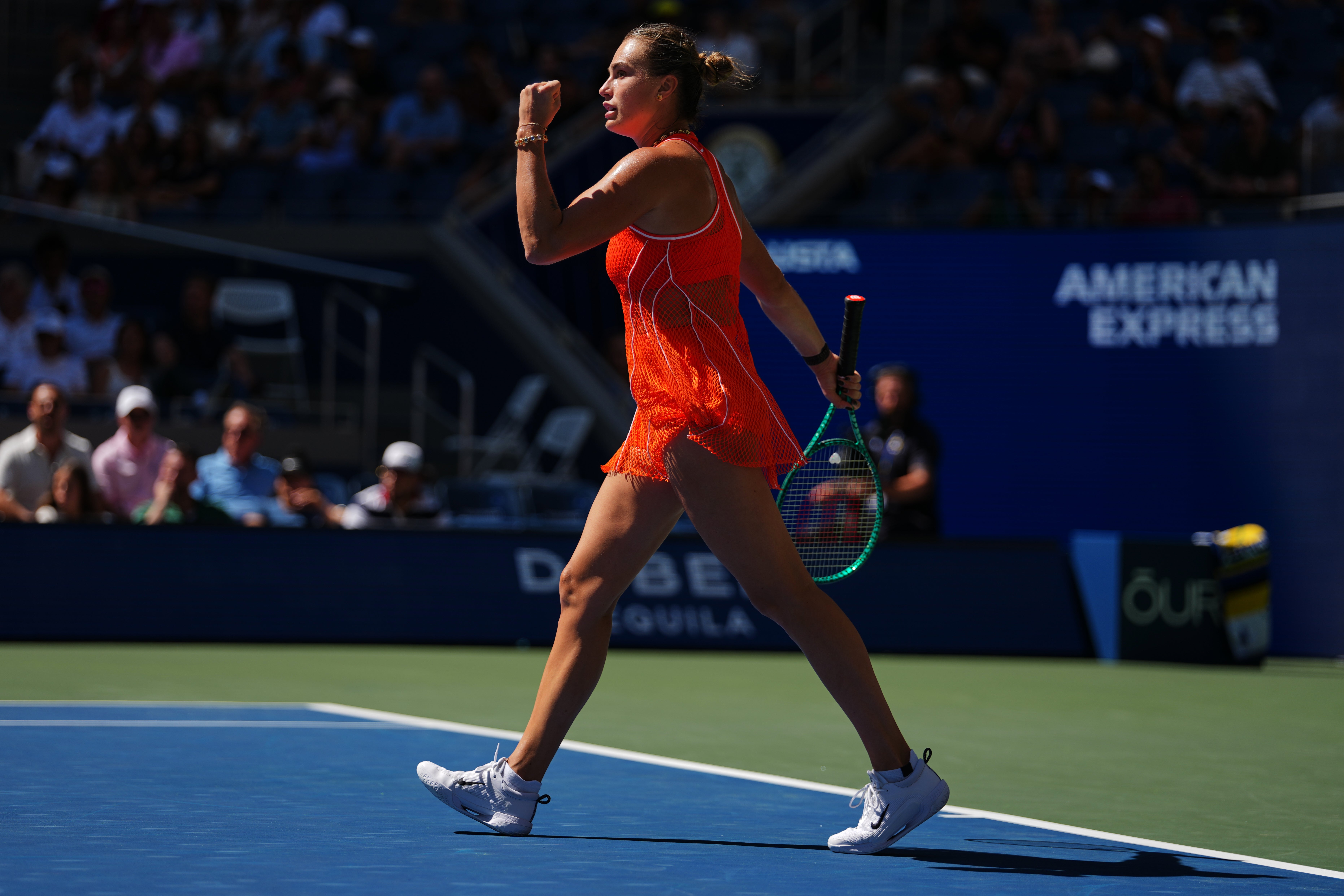 Sabalenka eventually secured her 19th successive match in New York (Kirsty Wigglesworth/AP)