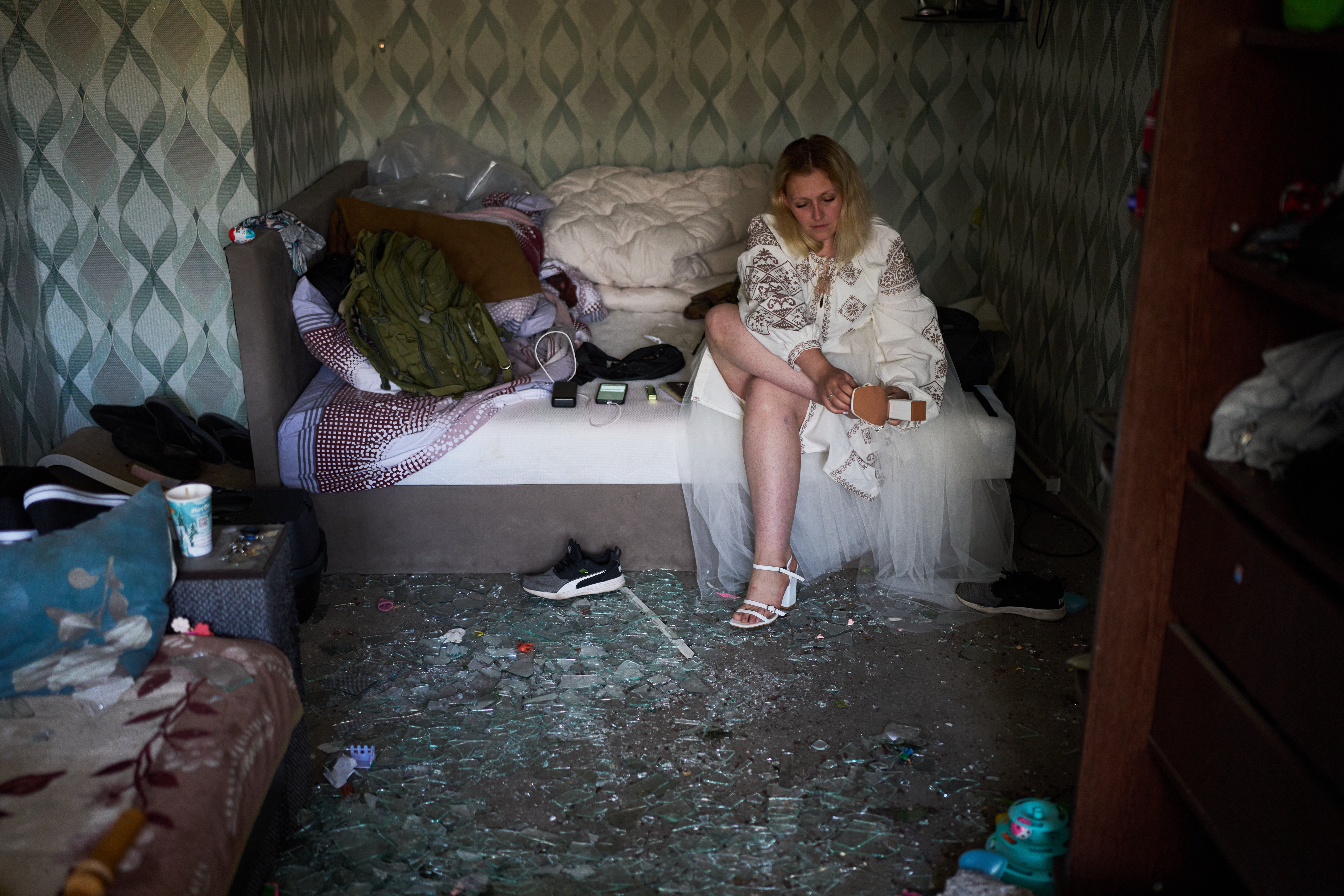 Liudmyla had already lived through one attack when a strike cut the gas lines and shattered windows in her home (Associated Press)