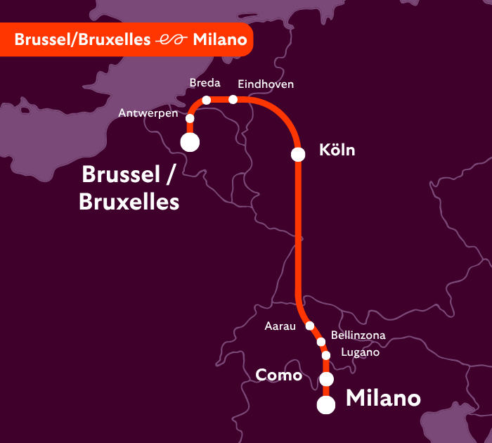The Brussels-Milan sleeper train route from 14 December (European Sleeper)