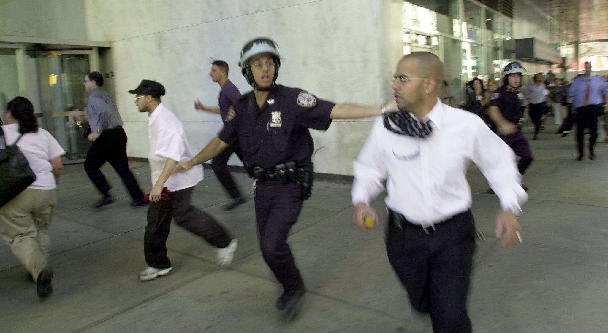 People flee the scene at the World Trade Centre