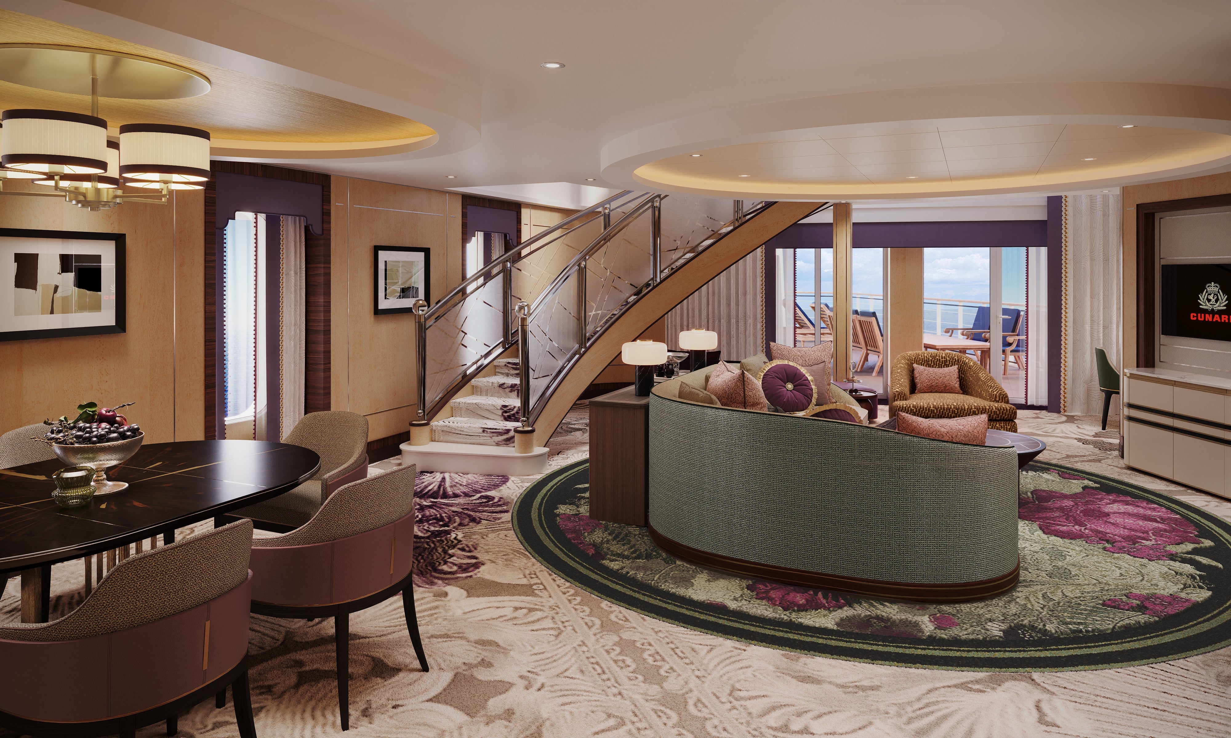 Rendering of a Princess Grill Suite living room