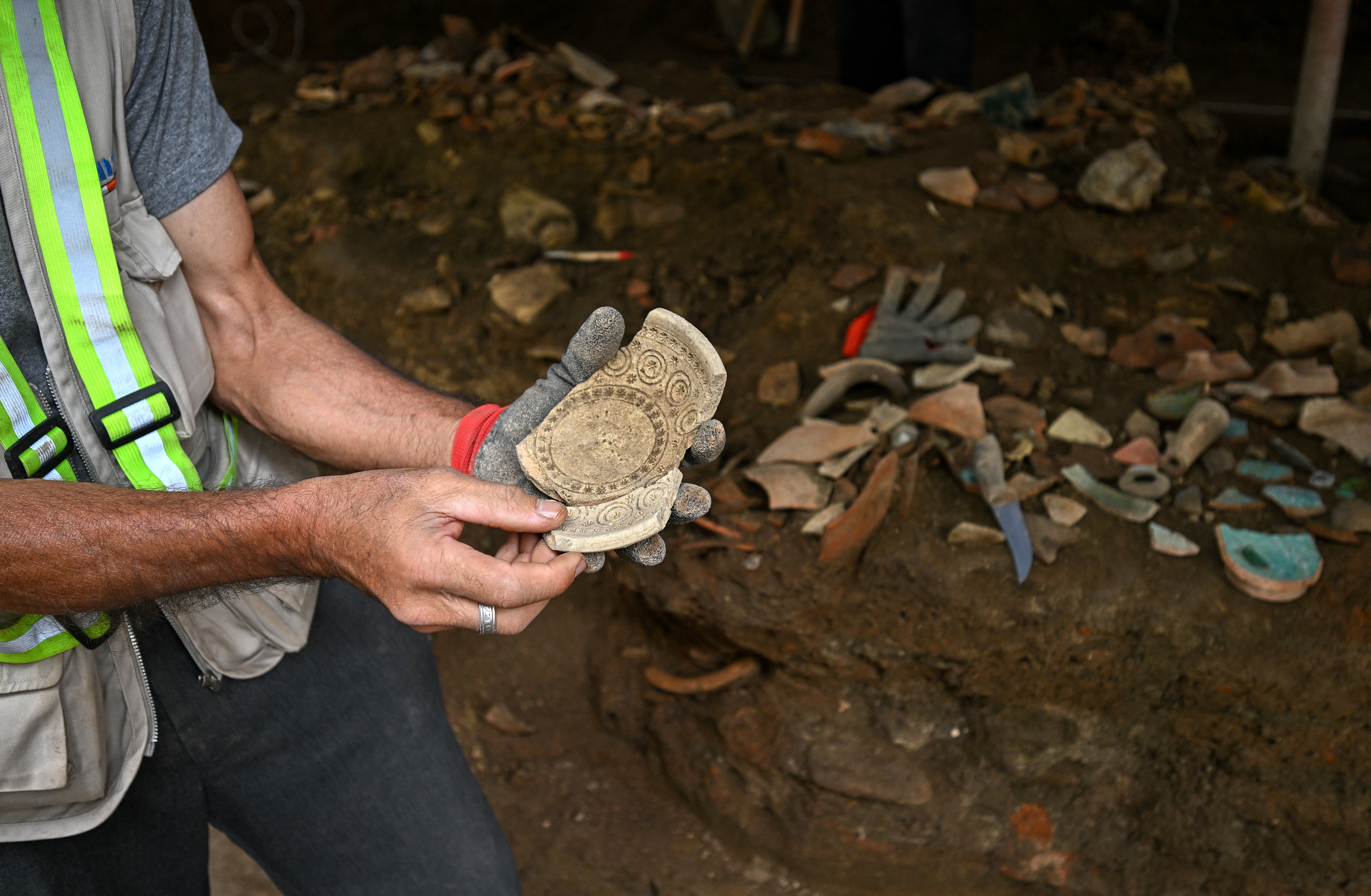 Archaeologist Merab Dzneladze at the site in central Tbilisi