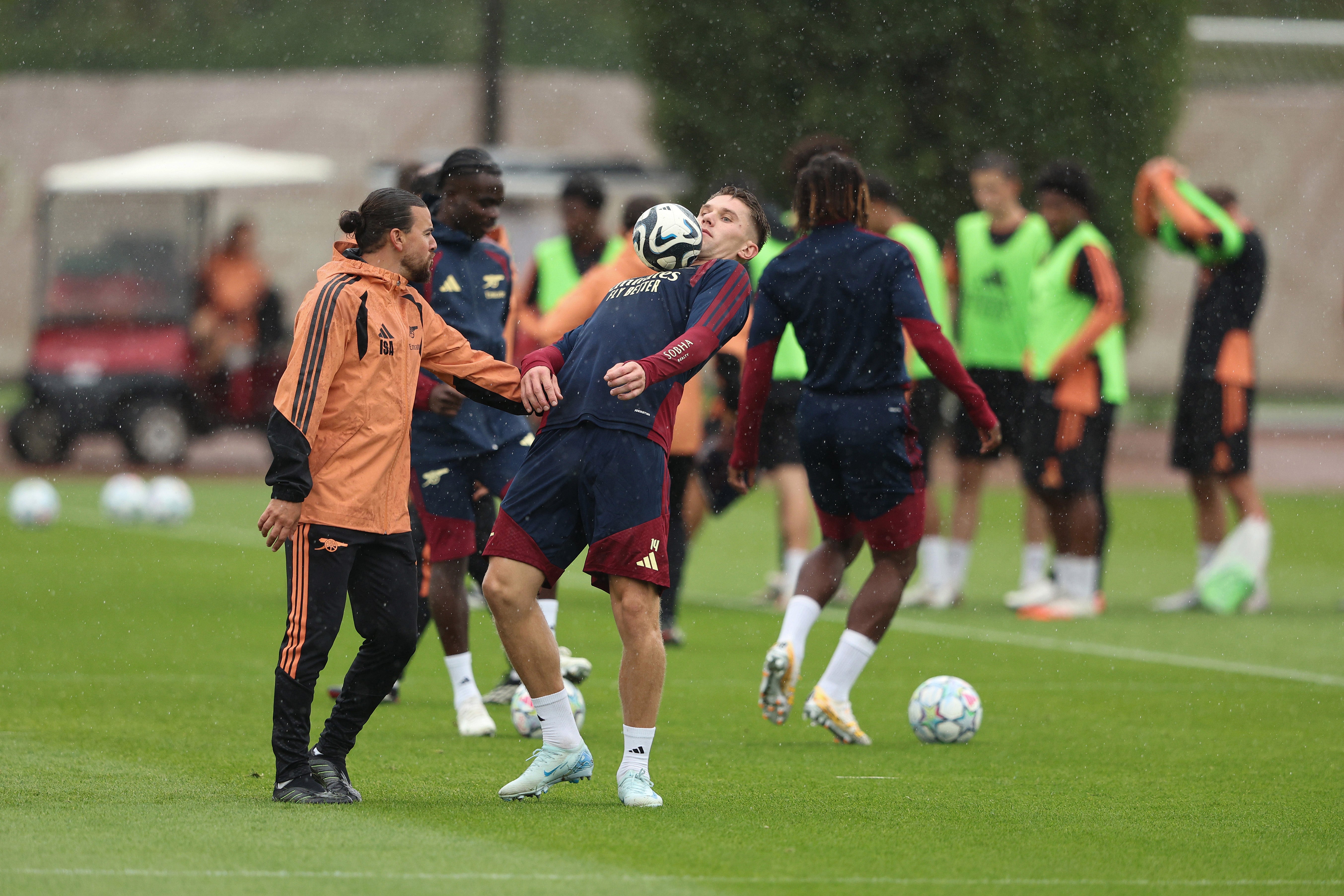 Arsenal stayed at the training ground while their flight was delayed