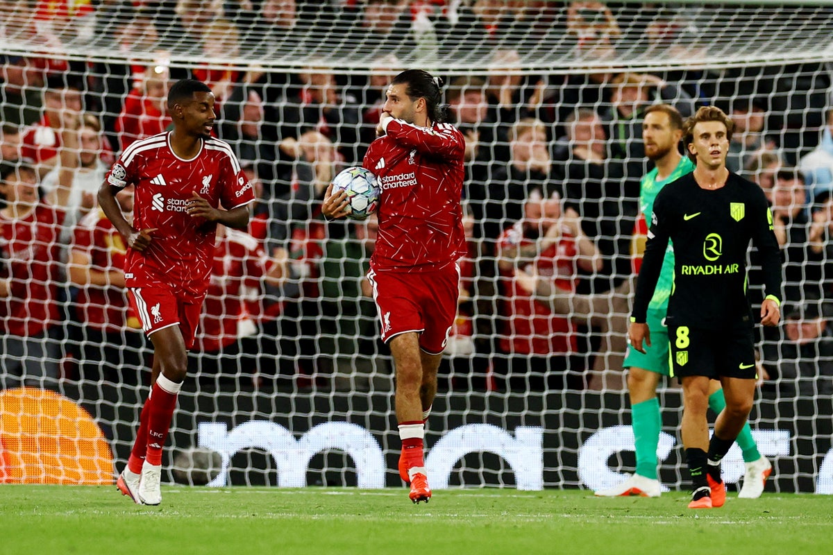 Liverpool v Atletico Madrid LIVE: Szoboszlai scores equaliser in entertaining first half to Champions League opener