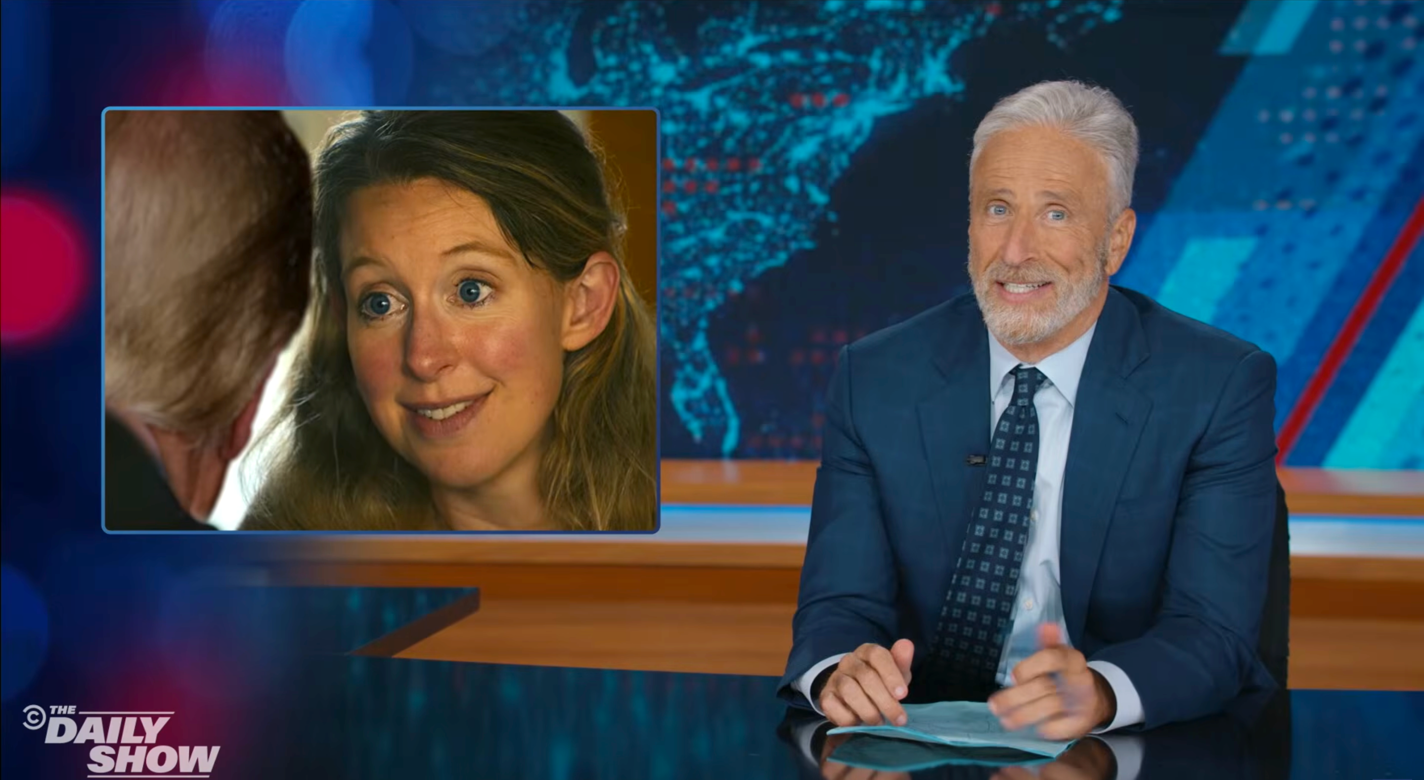 Jon Stewart invoked Elizabeth Holmes on 'The Daily Show' to mock Donald Trump’s relationship with his aide Natalie Harp