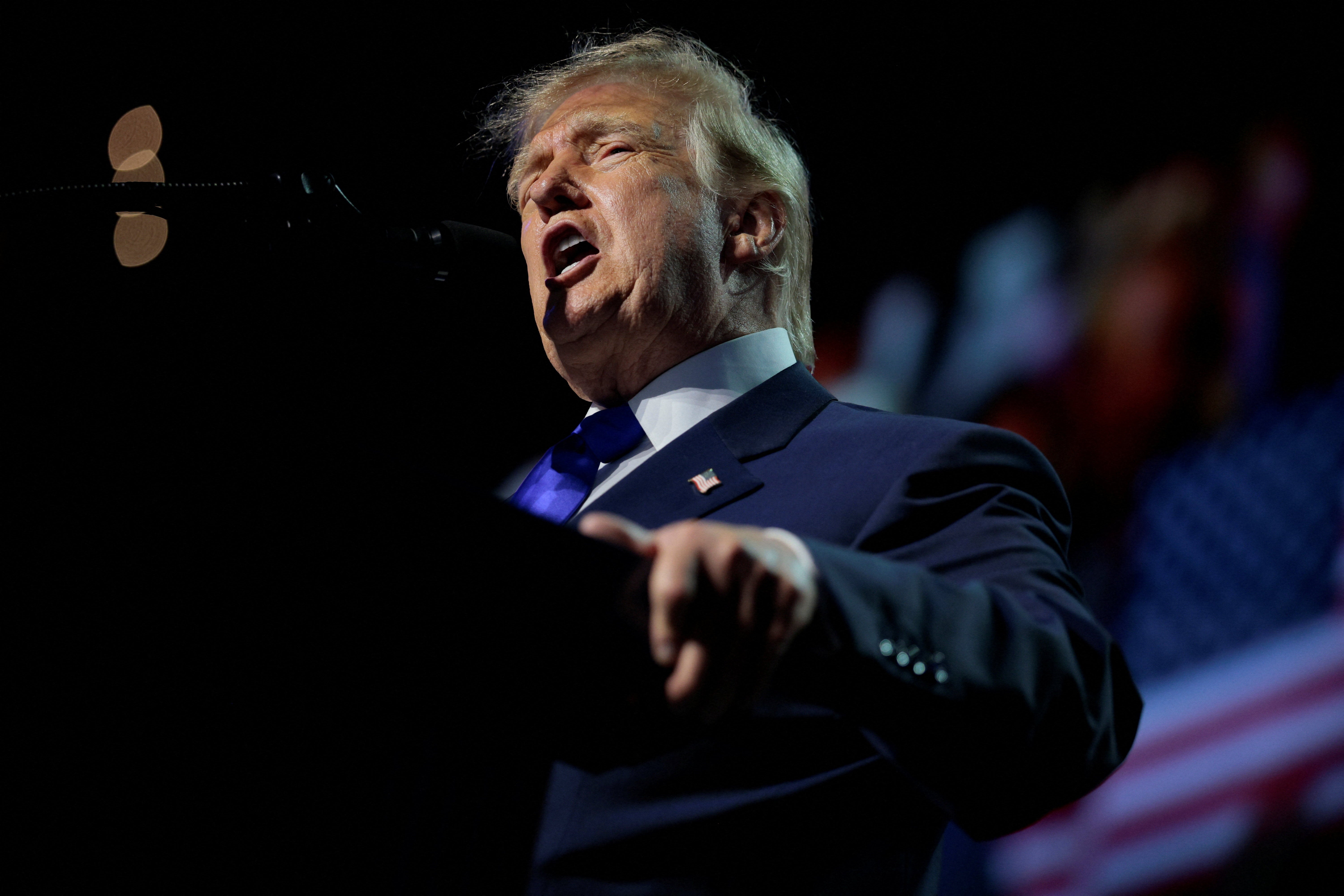 U.S. President Donald Trump speaks at the Republican National Midterm Convention in Dallas, Texas,