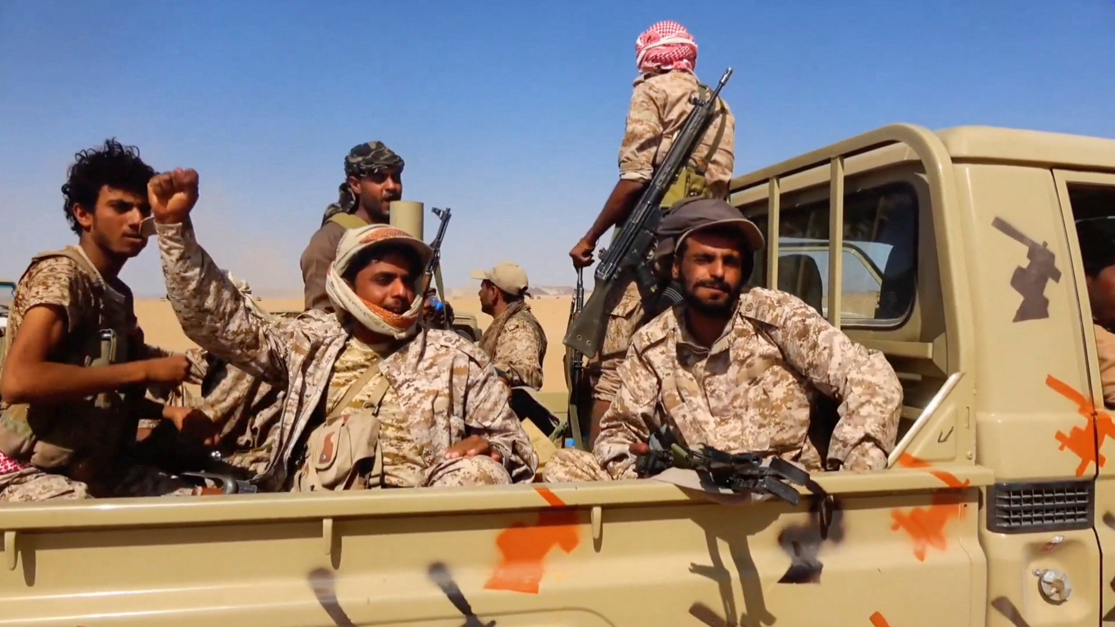 The location of the photos was given as near Al-Hazm, Yemen (Reuters)