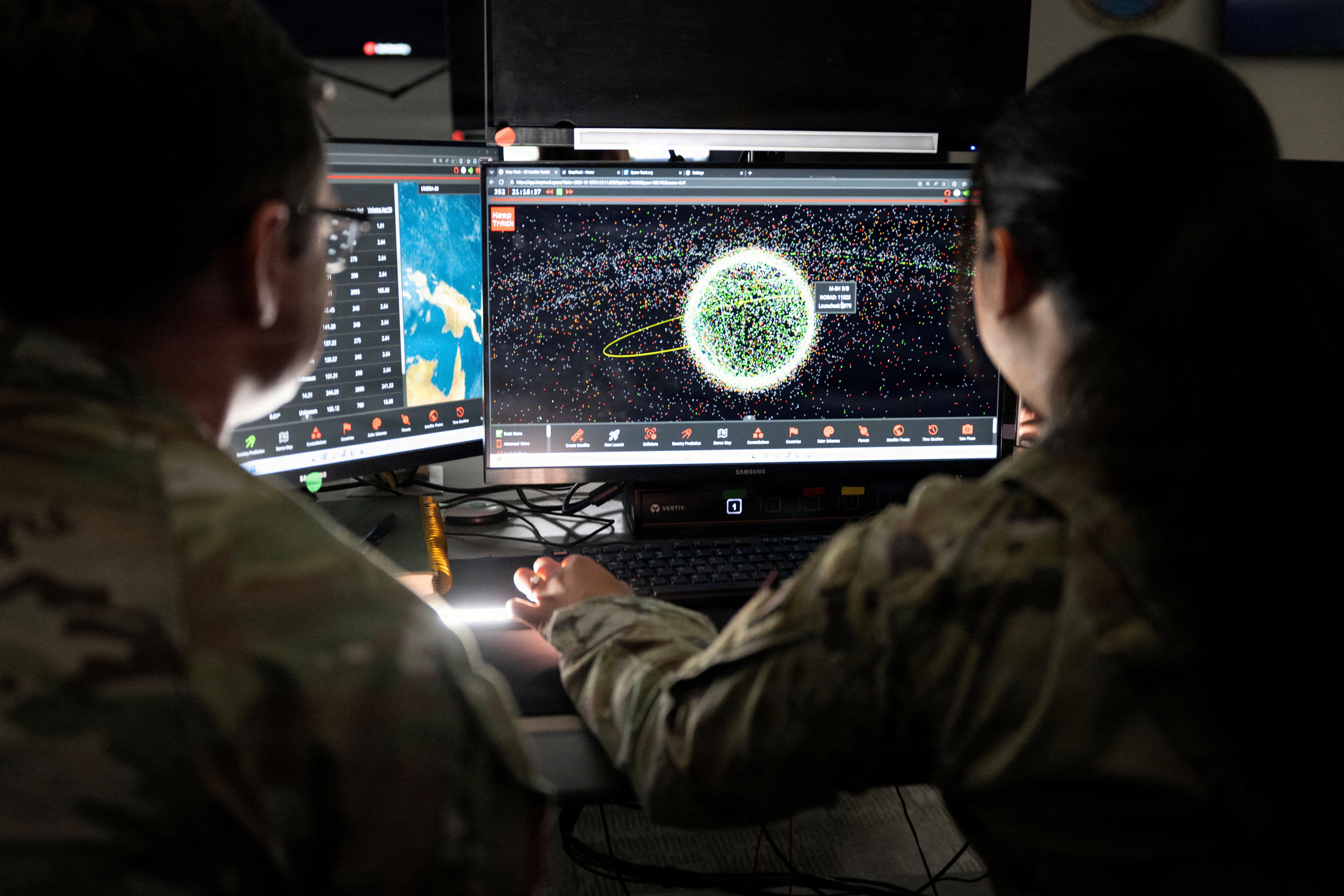 US Space Force Guardians assigned to Space Delta 5 workstations at Vandenberg Space Force Base, California, on 18 December, 2025 (Reuters)