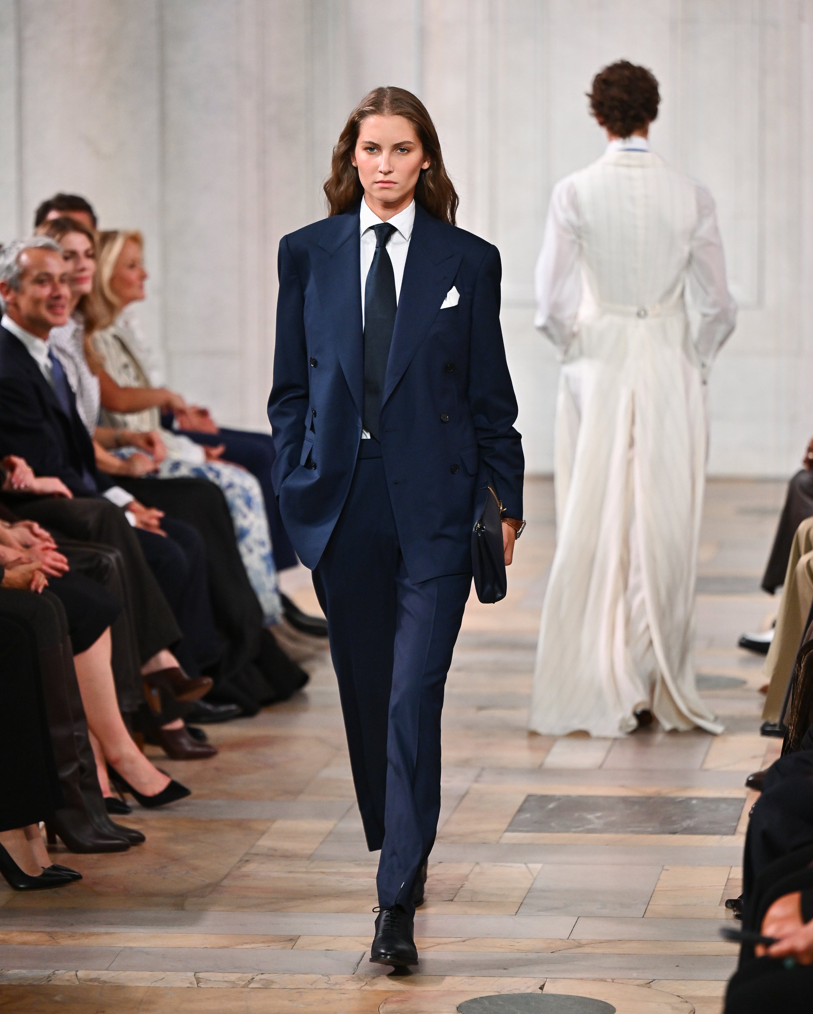 Menswear-inspired tailoring is a hallmark of Ralph Lauren’s style (Evan Agostini/AP)