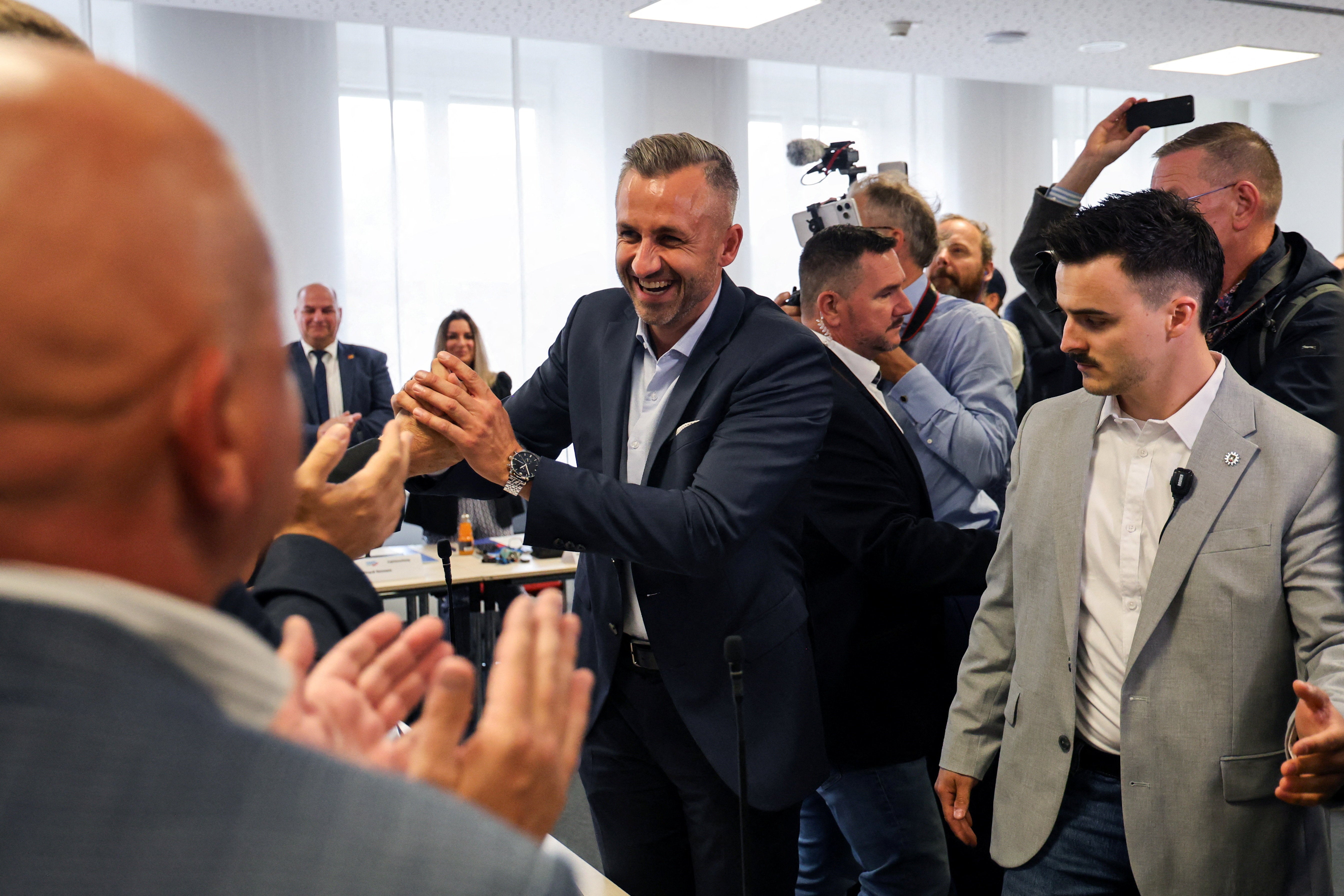Alternative for Germany (AfD) party member and member of Saxony-Anhalt's regional parliament Ulrich Siegmund attends the inaugural session of the far-right Alternative for Germany (AfD) party faction after the Saxony-Anhalt state elections (Reuters)