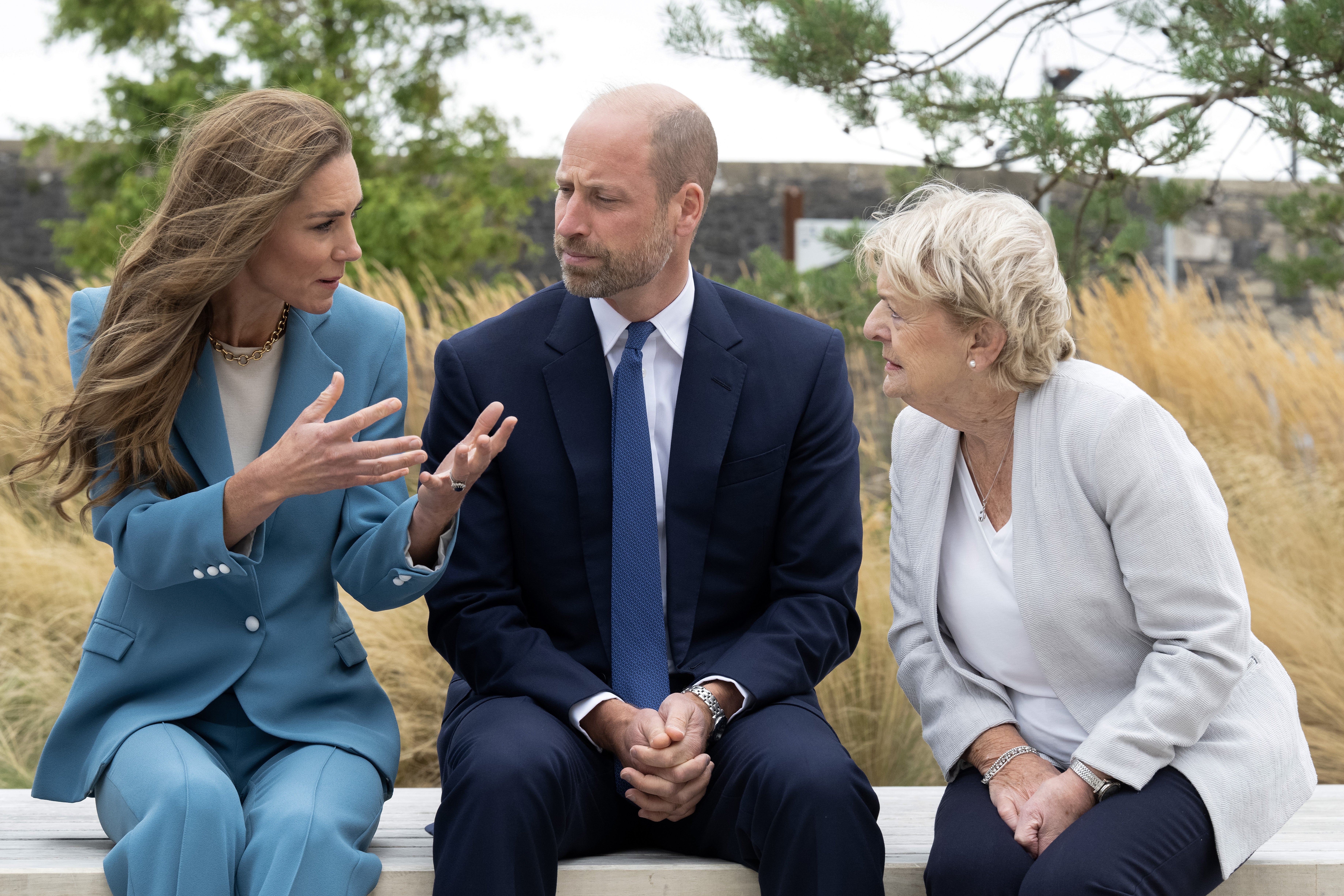 William and Kate sat on the Gary Speed memorial bench and spoke to his mother Carol (Shirlaine Forrest/PA) (PA Wire)